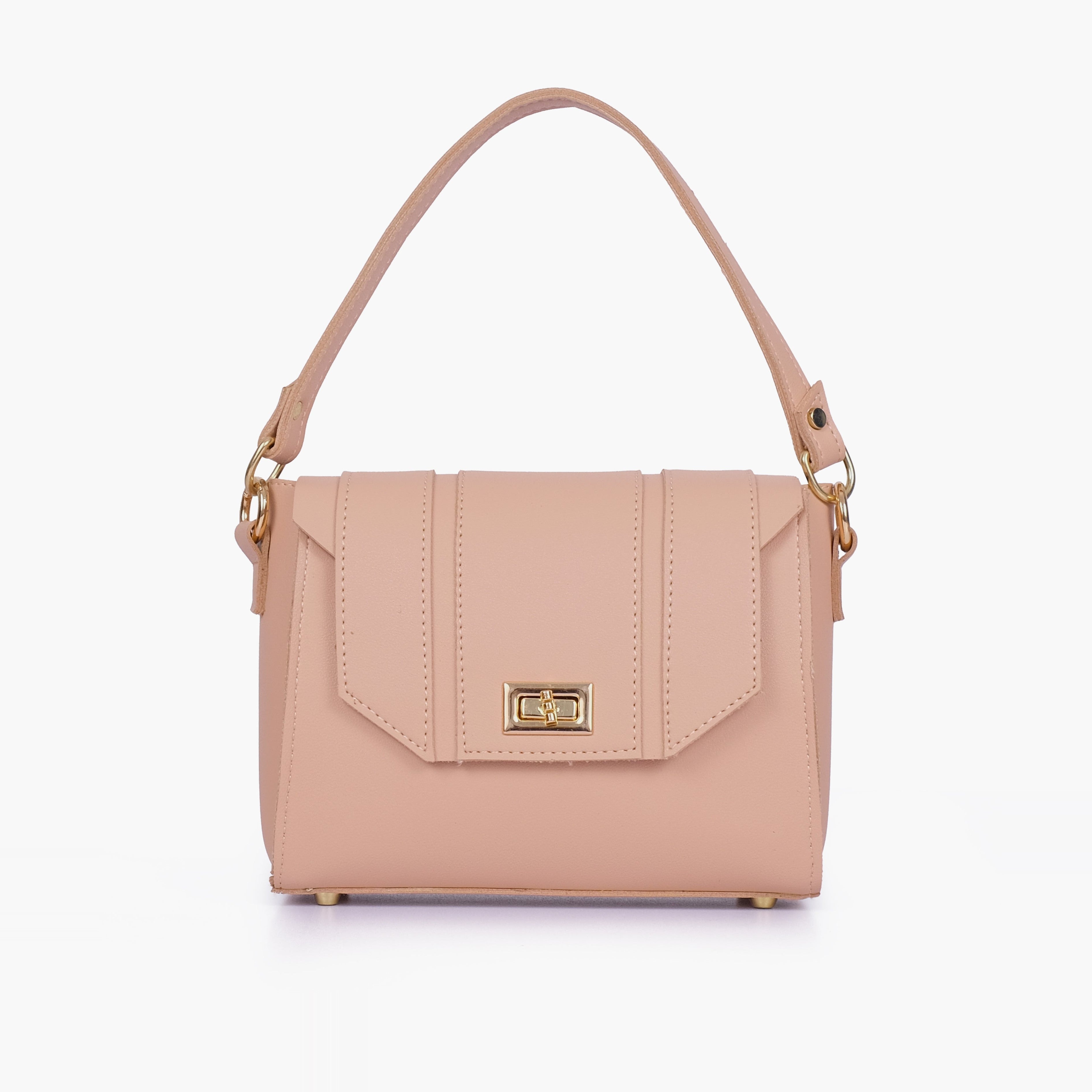 Peach compact top-handle cross-body bag