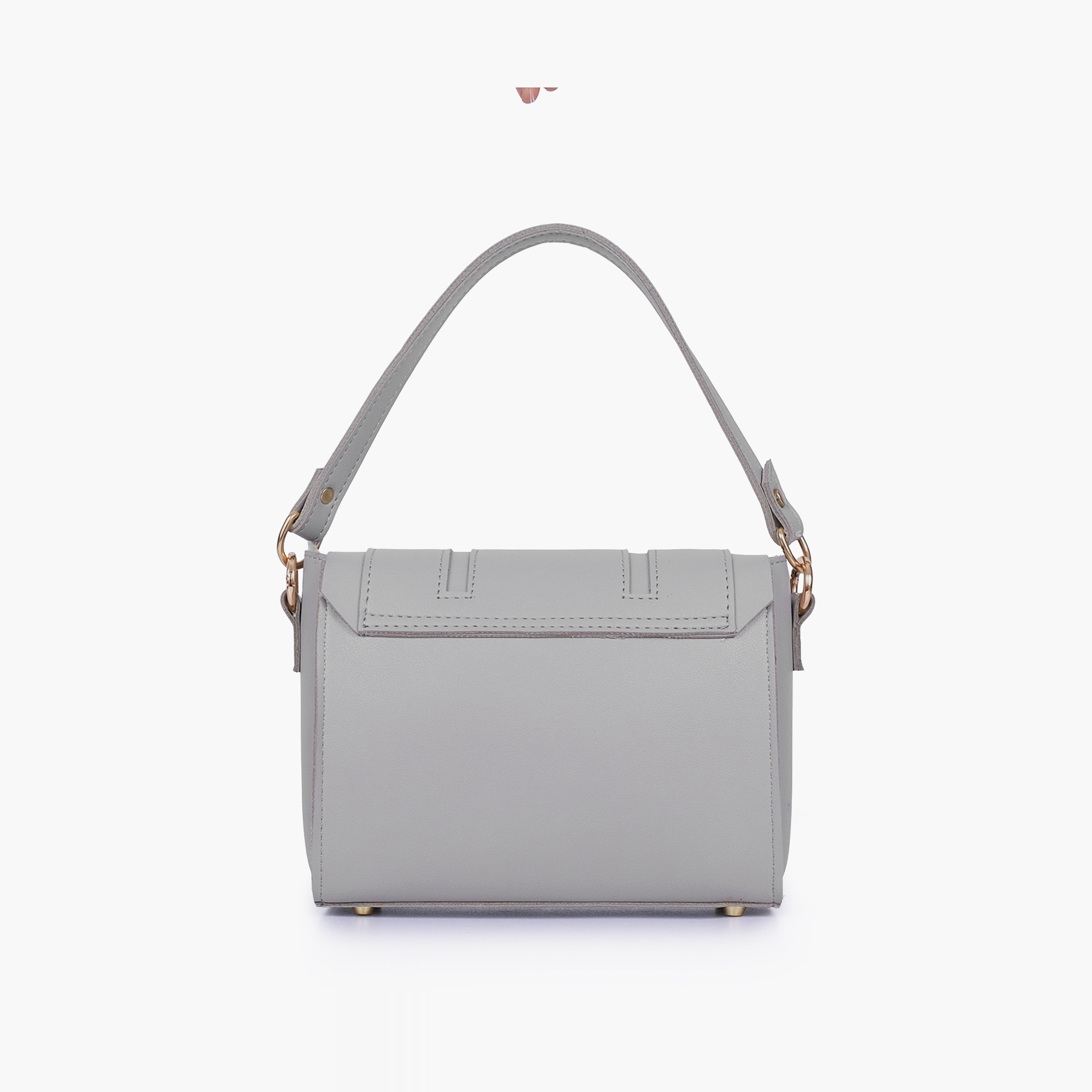 Grey compact top-handle cross-body bag