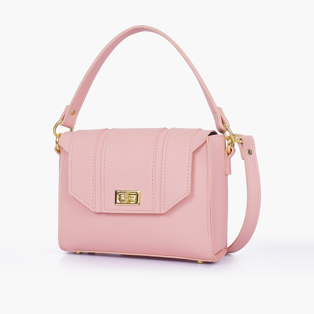 Pink compact top-handle cross-body bag