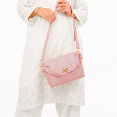 Pink compact top-handle cross-body bag
