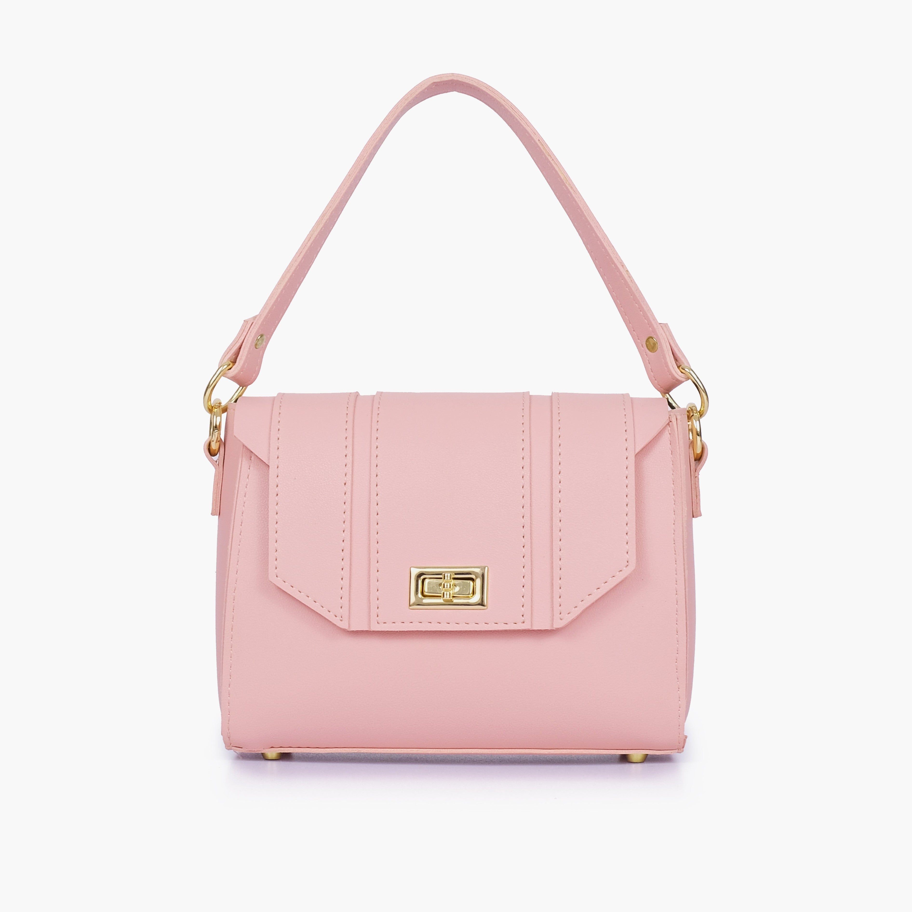 Pink compact top-handle cross-body bag