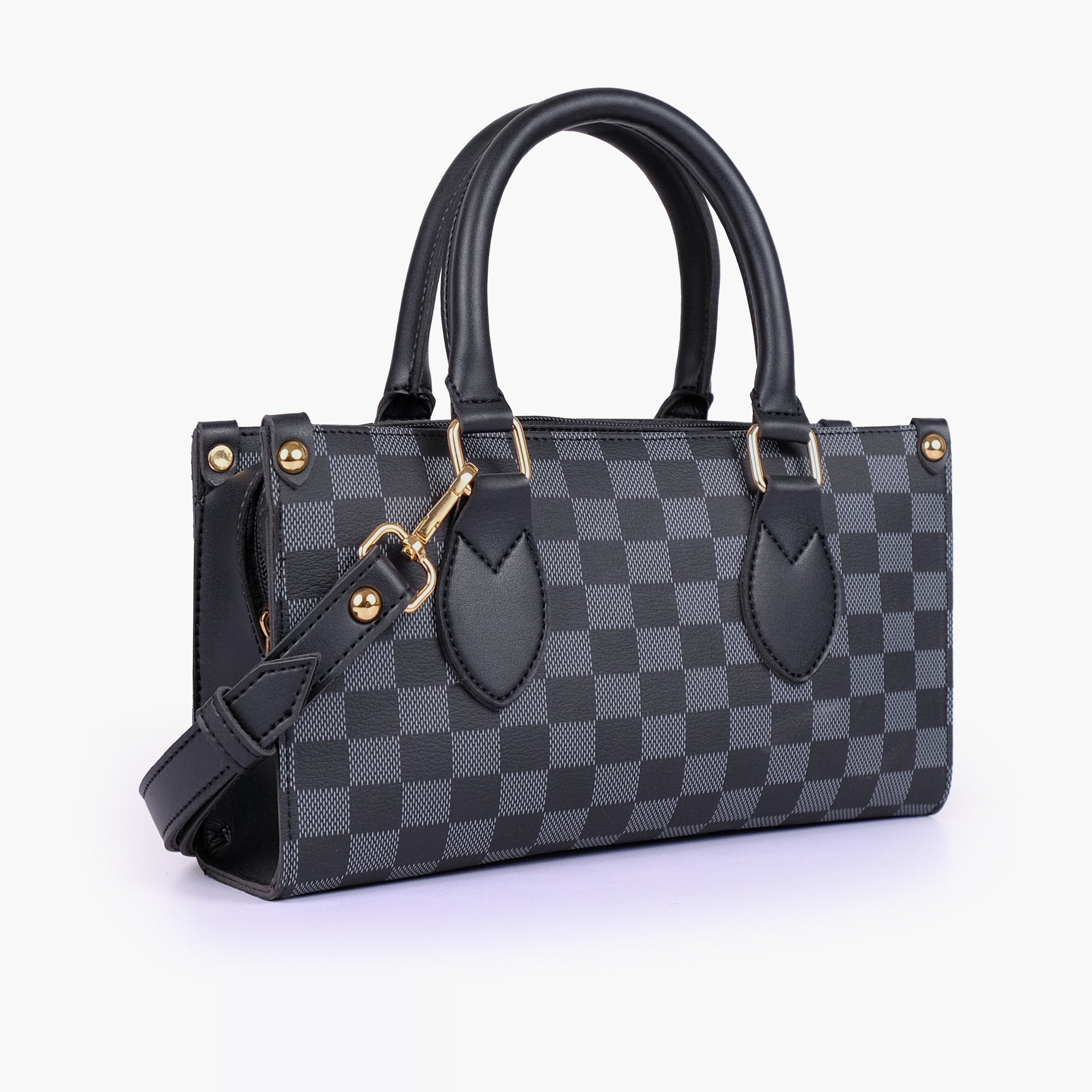 Black checkered on-the-go mini bag