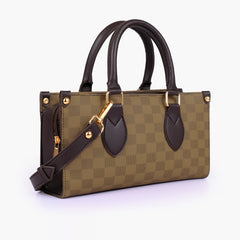 Brown checkered on-the-go mini bag