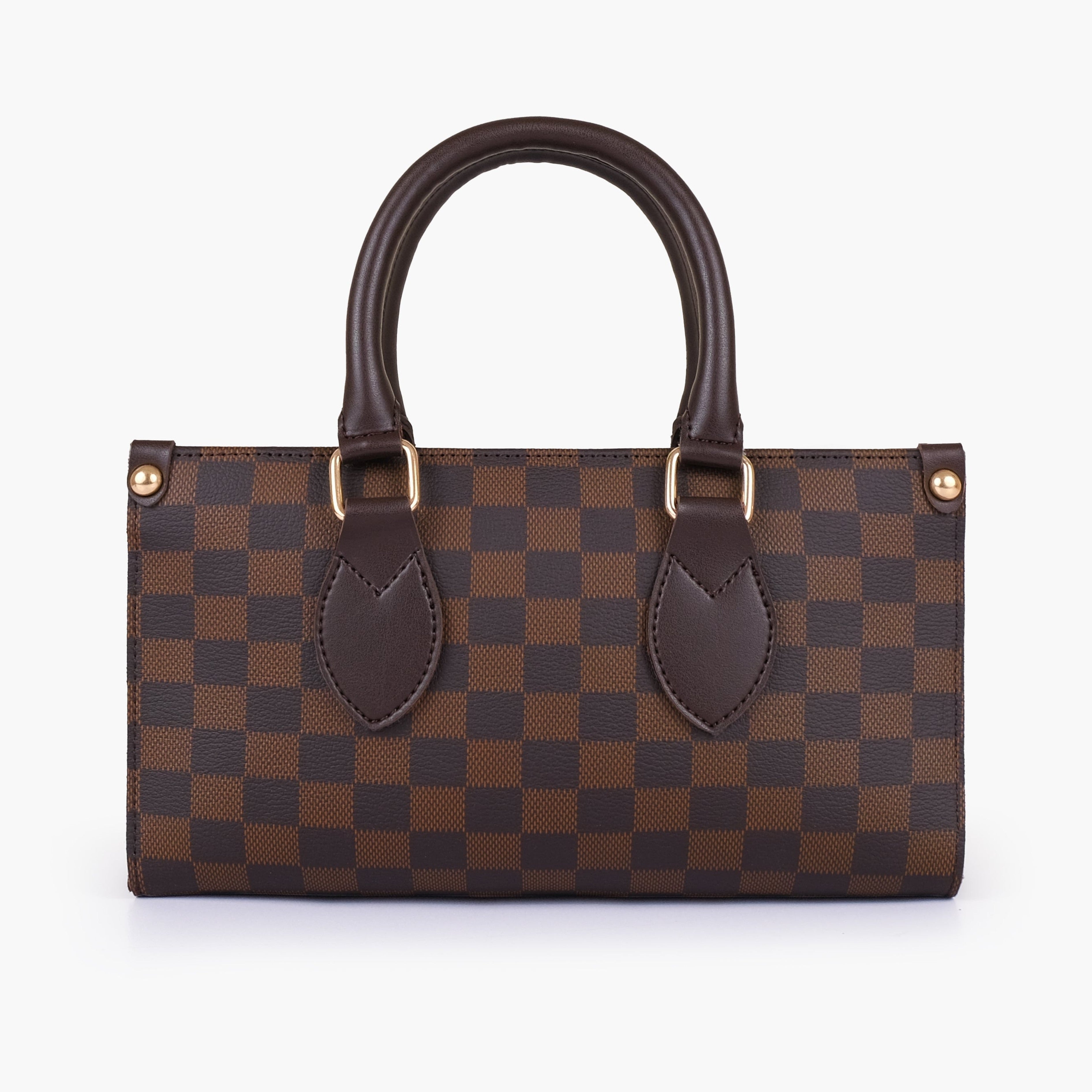Dark brown checkered on-the-go mini bag
