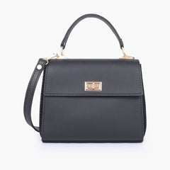 Black criss-cross top-handle bag