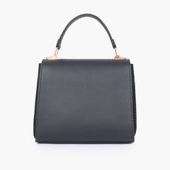 Black criss-cross top-handle bag