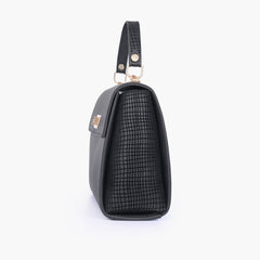Black criss-cross top-handle bag