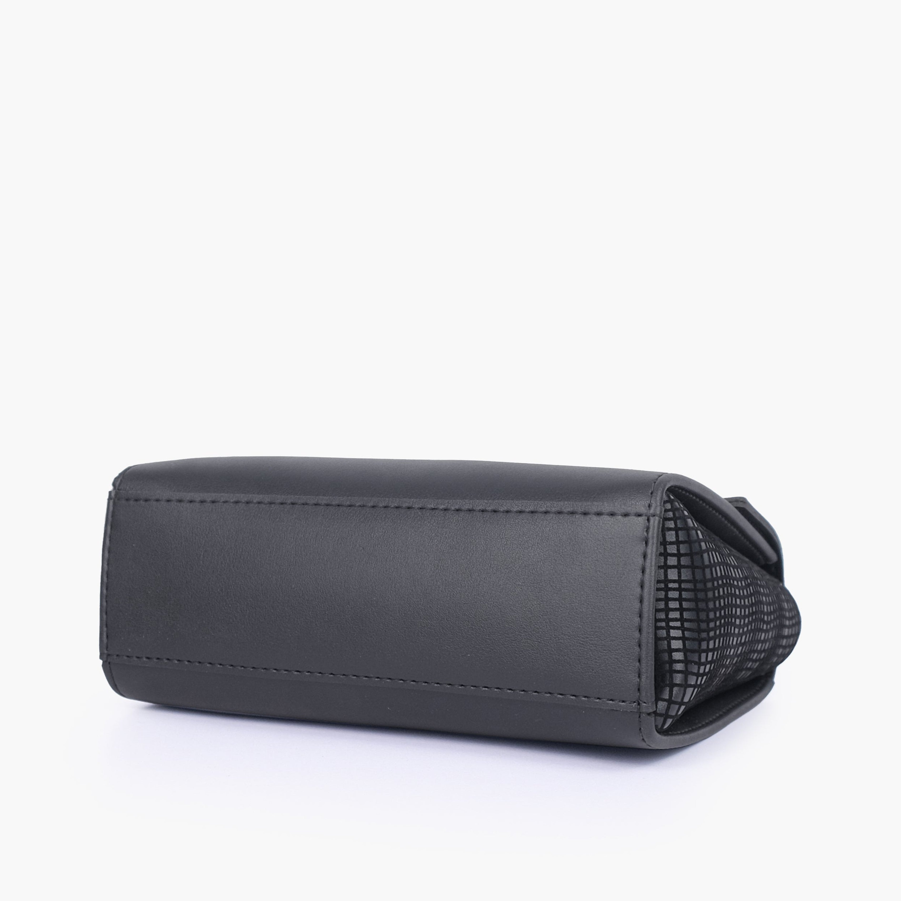 Black criss-cross top-handle bag