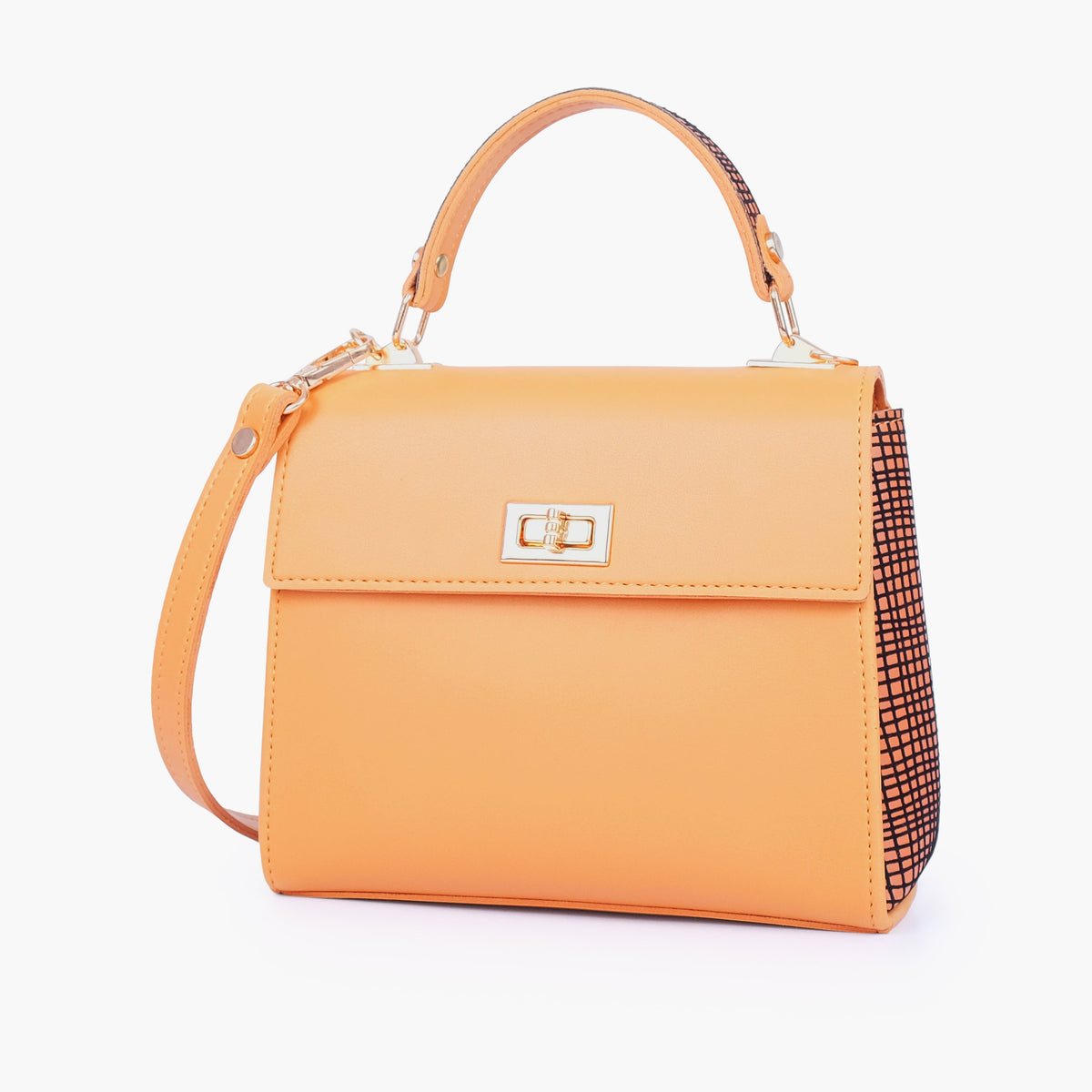 Mustard criss-cross top-handle bag