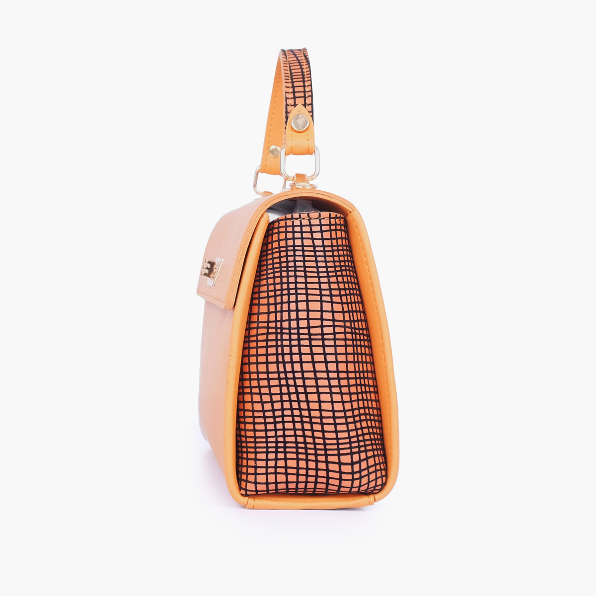 Mustard criss-cross top-handle bag
