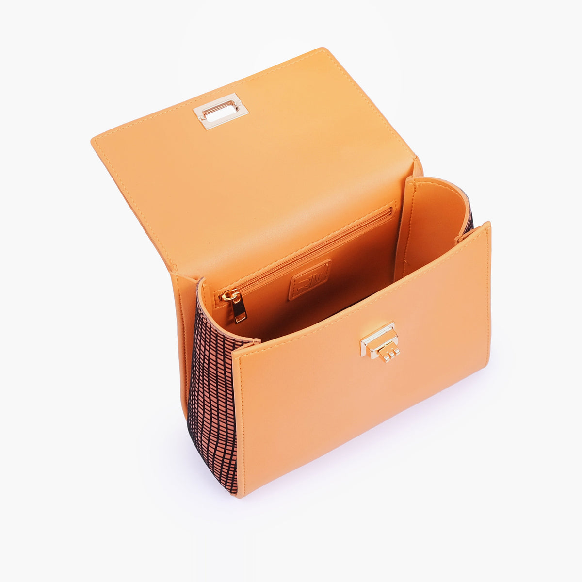 Mustard criss-cross top-handle bag