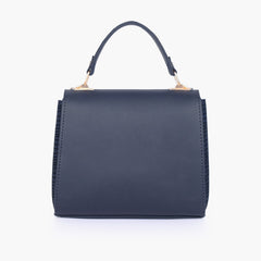 Blue criss-cross top-handle bag