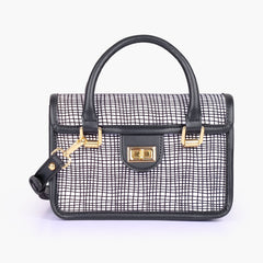 Black and white patterned cross-body with flap