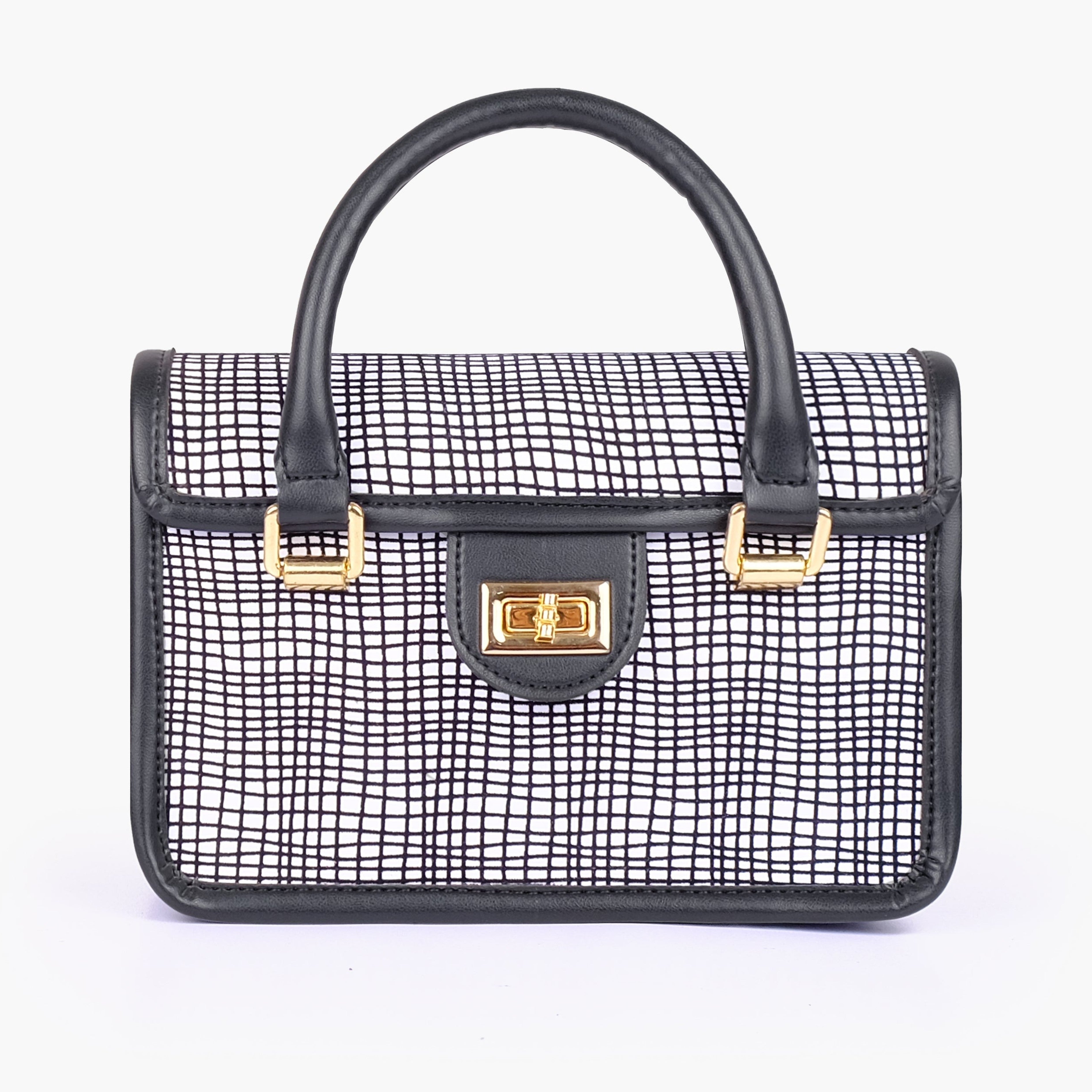 Black and white patterned cross-body with flap