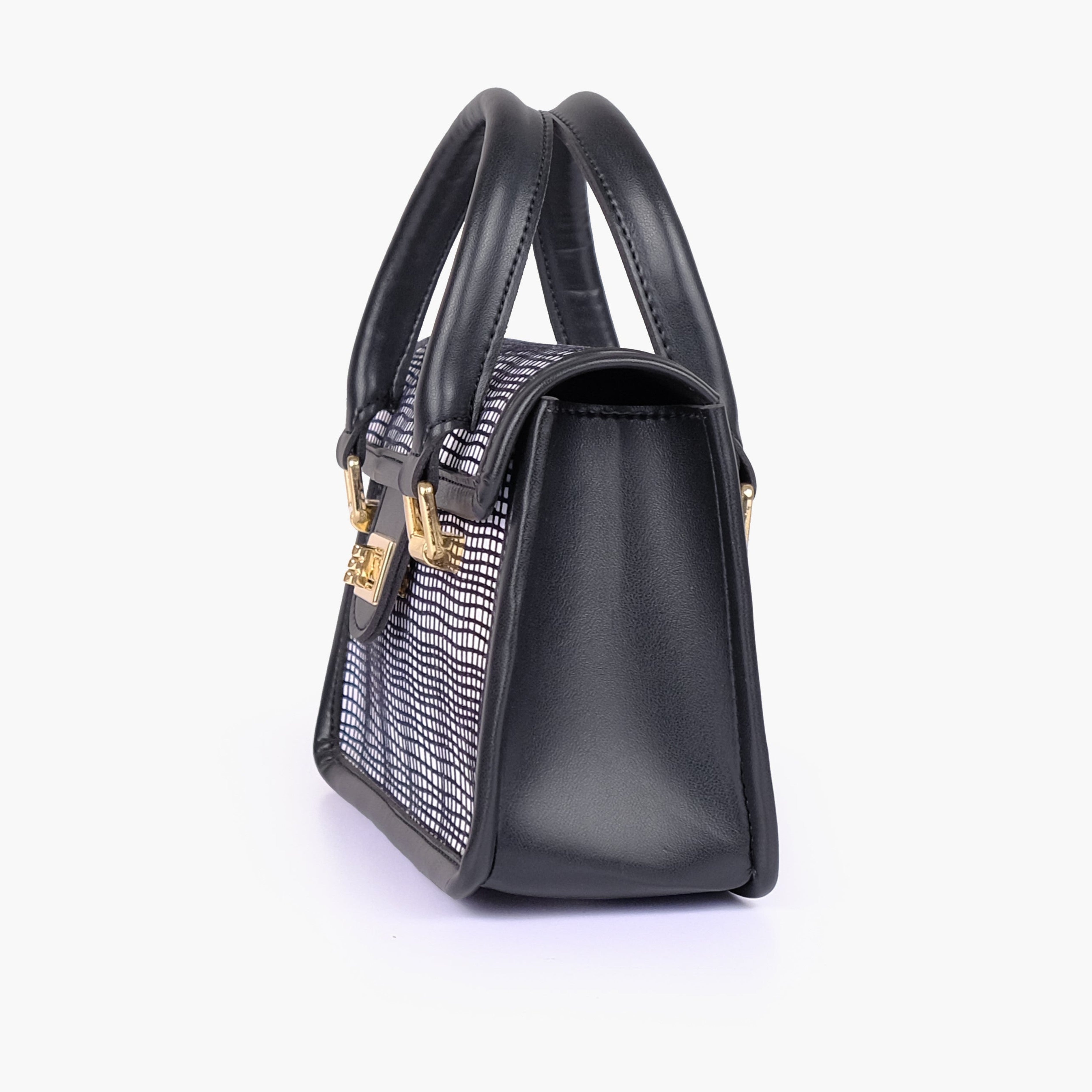 Black and white patterned cross-body with flap