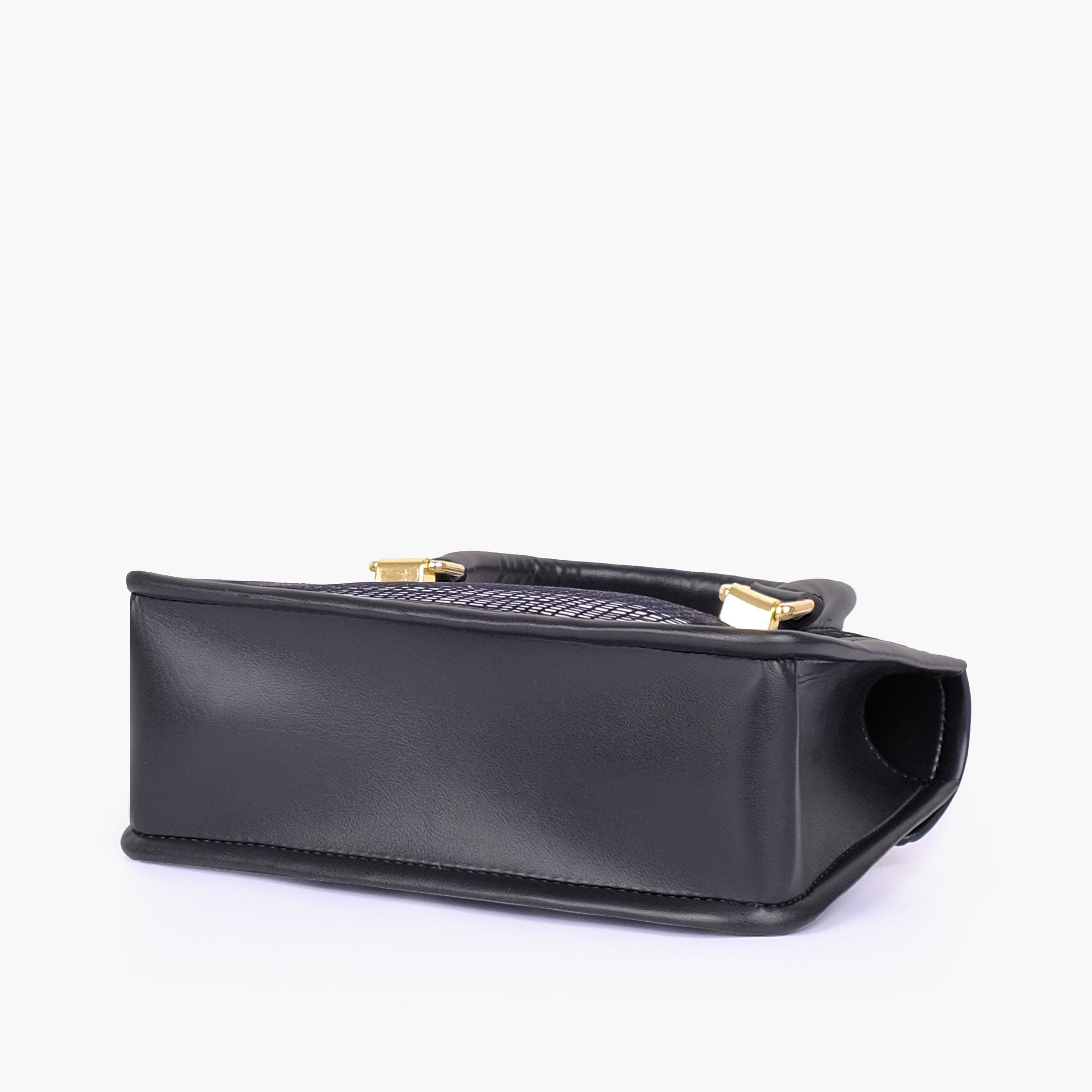 Black and white patterned cross-body with flap
