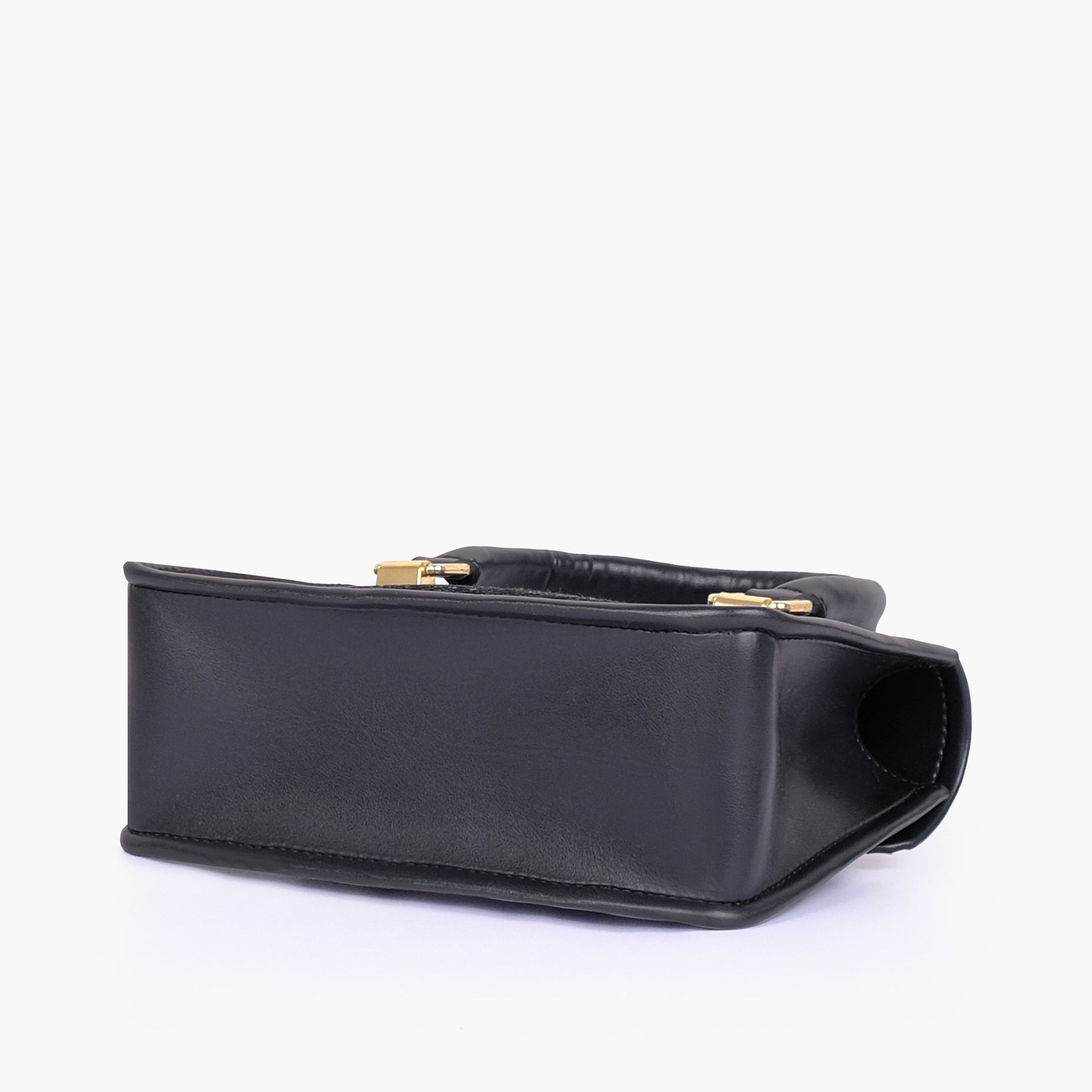 Black patterned cross-body with flap