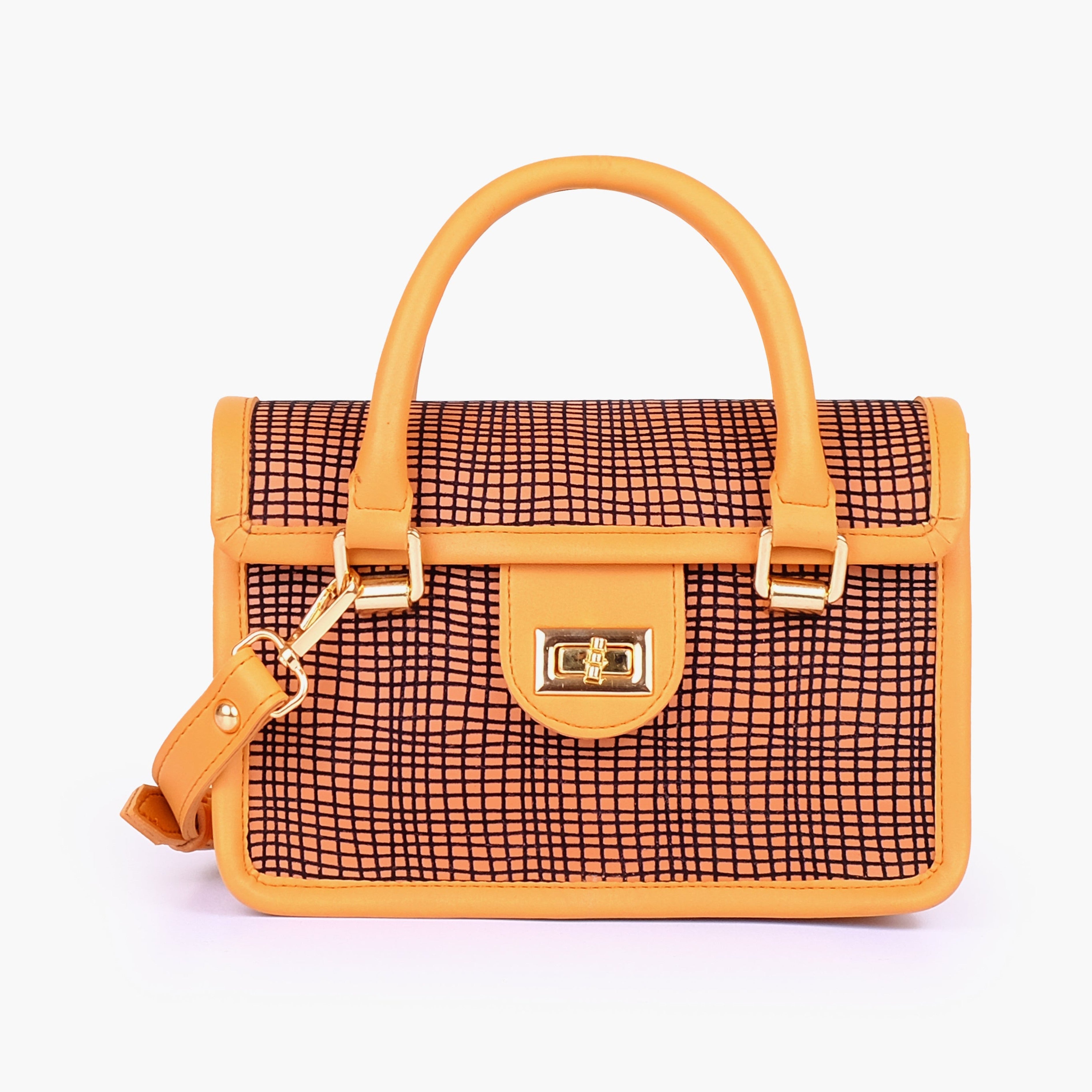 Mustard patterned cross-body with flap