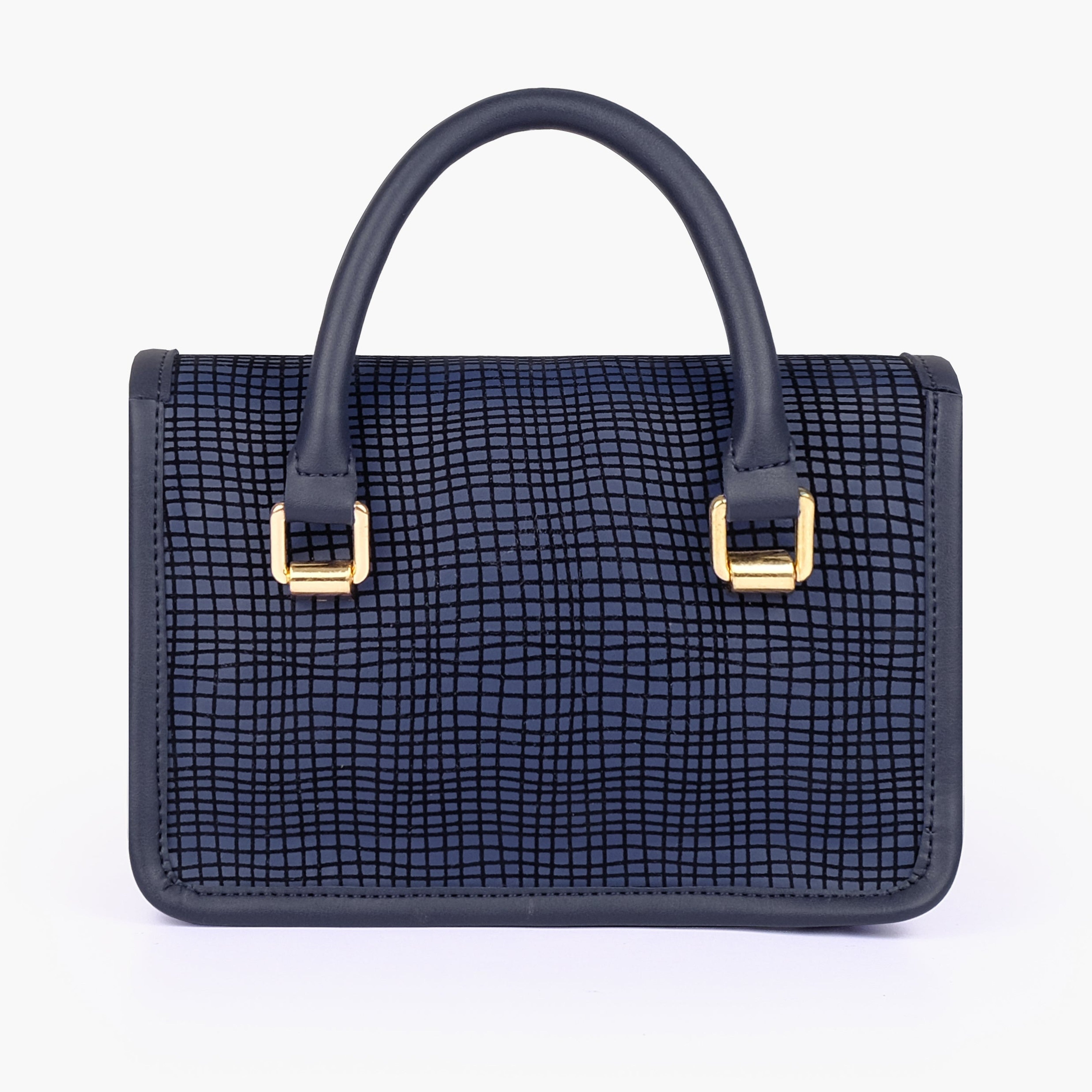 Blue patterned cross-body with flap