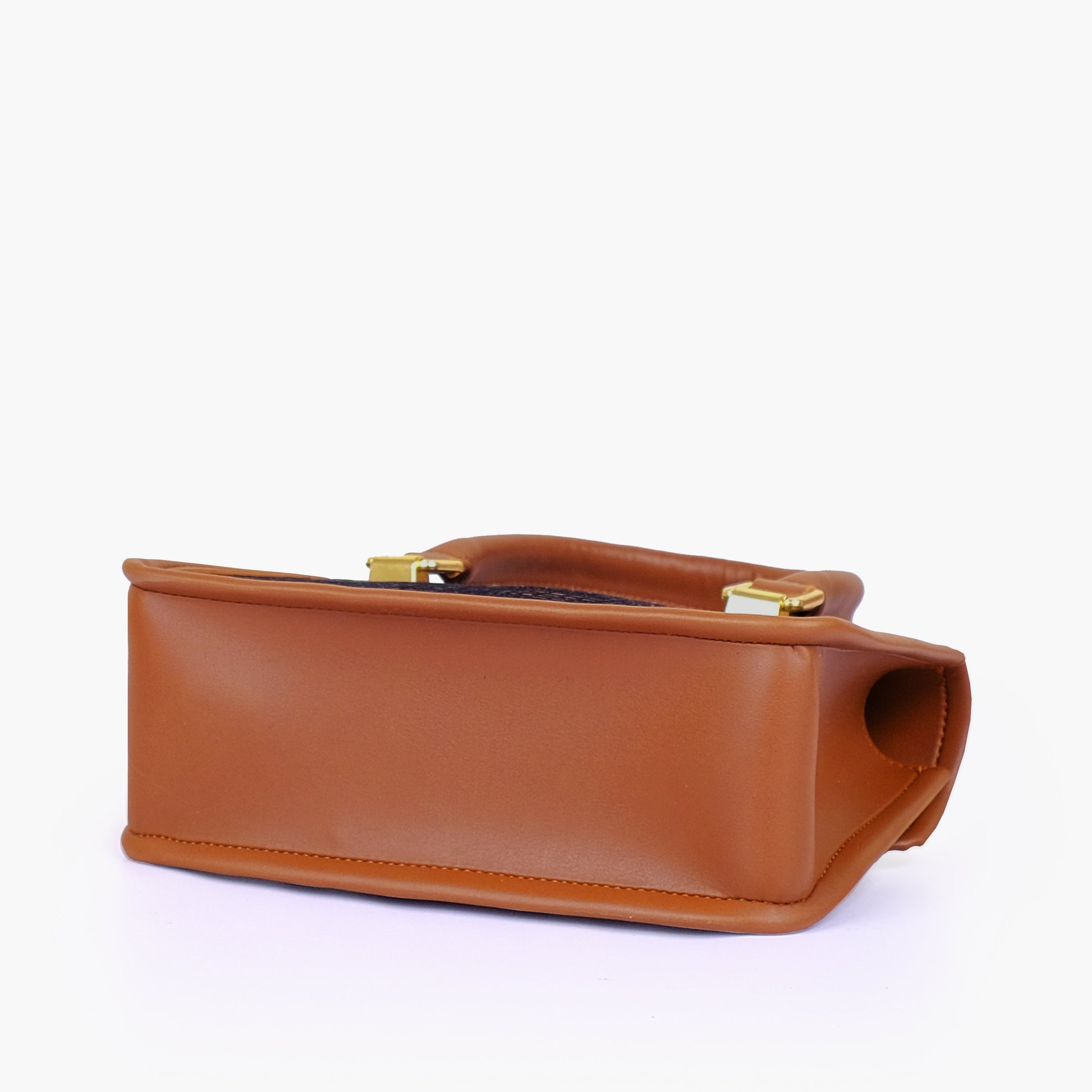 Brown patterned cross-body with flap