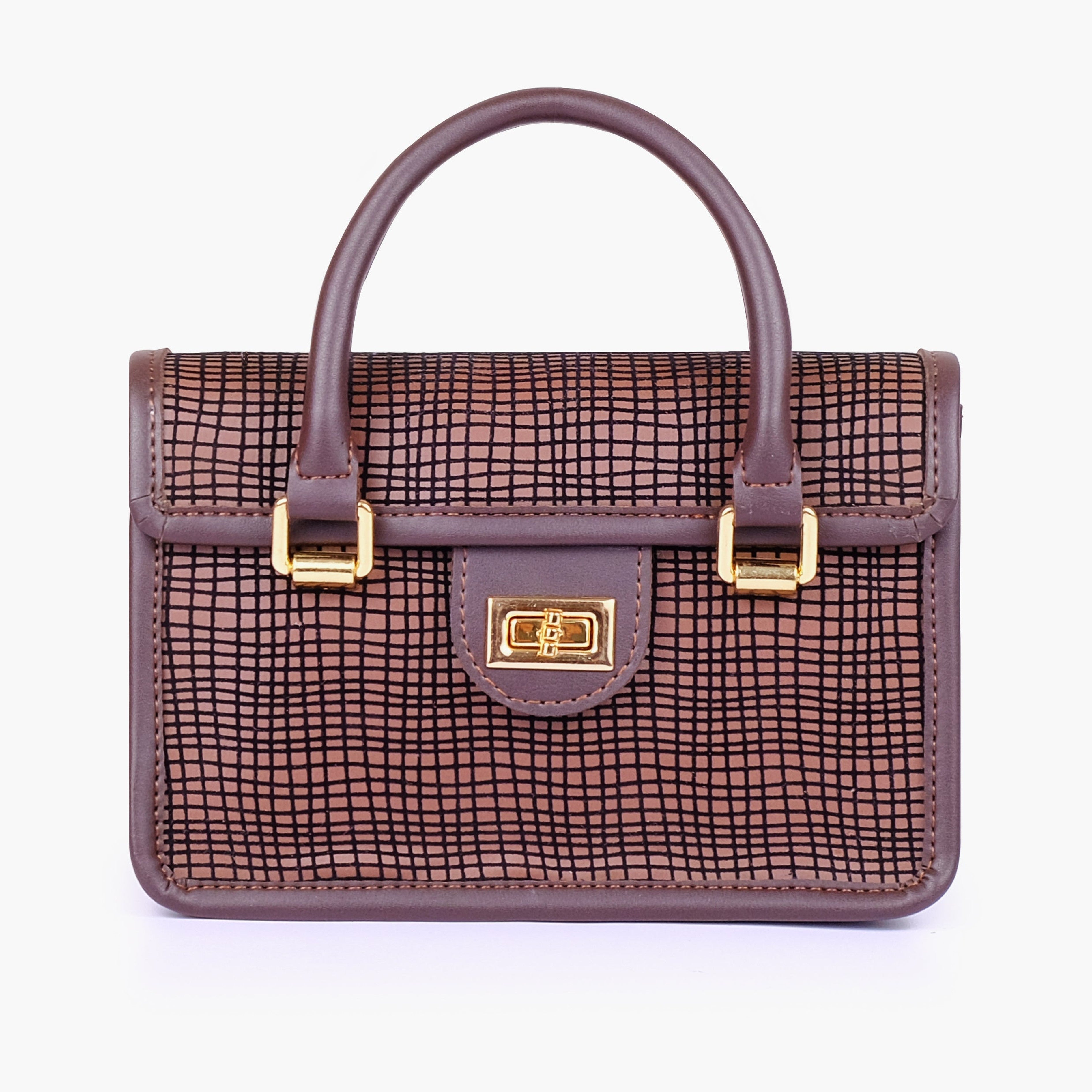 Dark brown patterned cross-body with flap