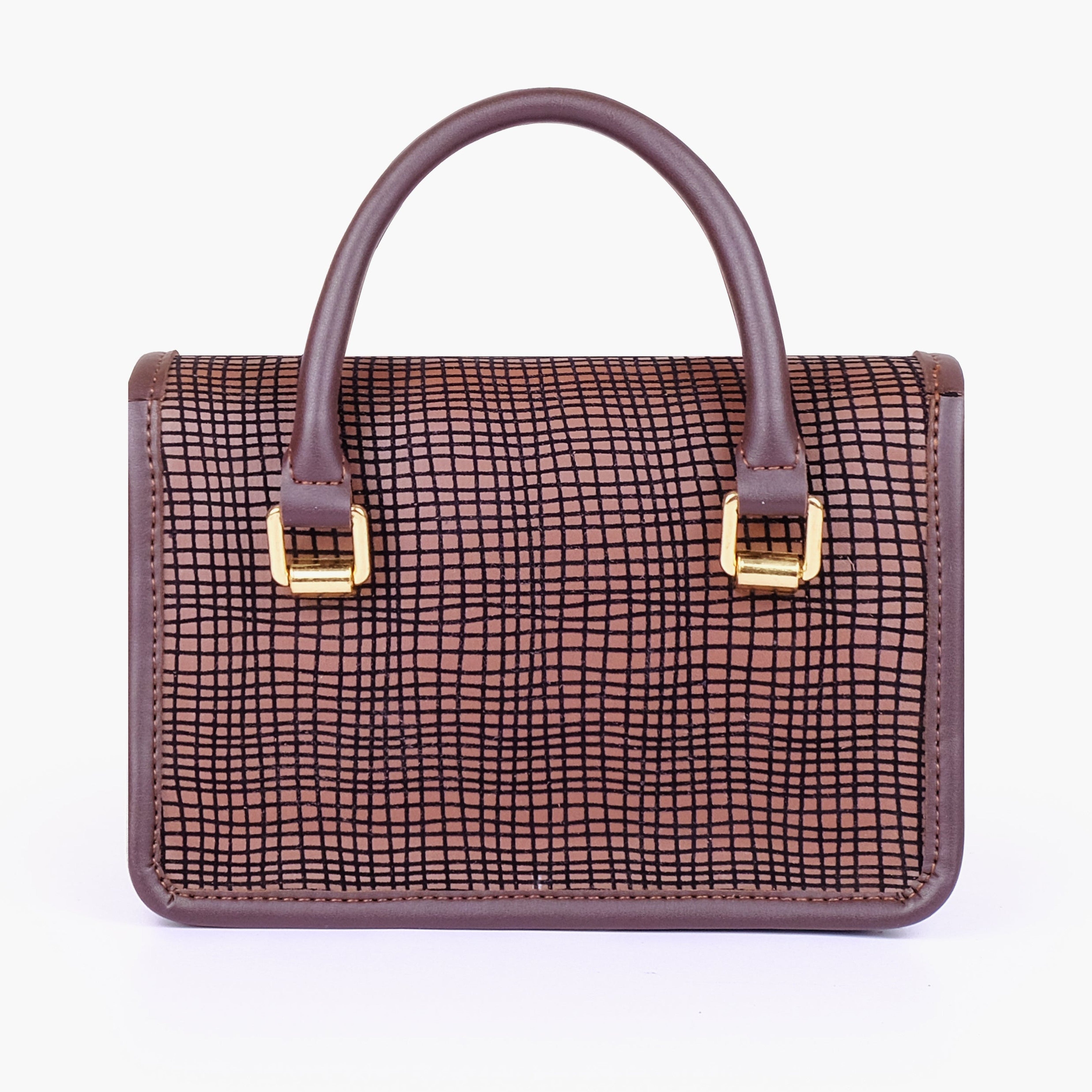 Dark brown patterned cross-body with flap