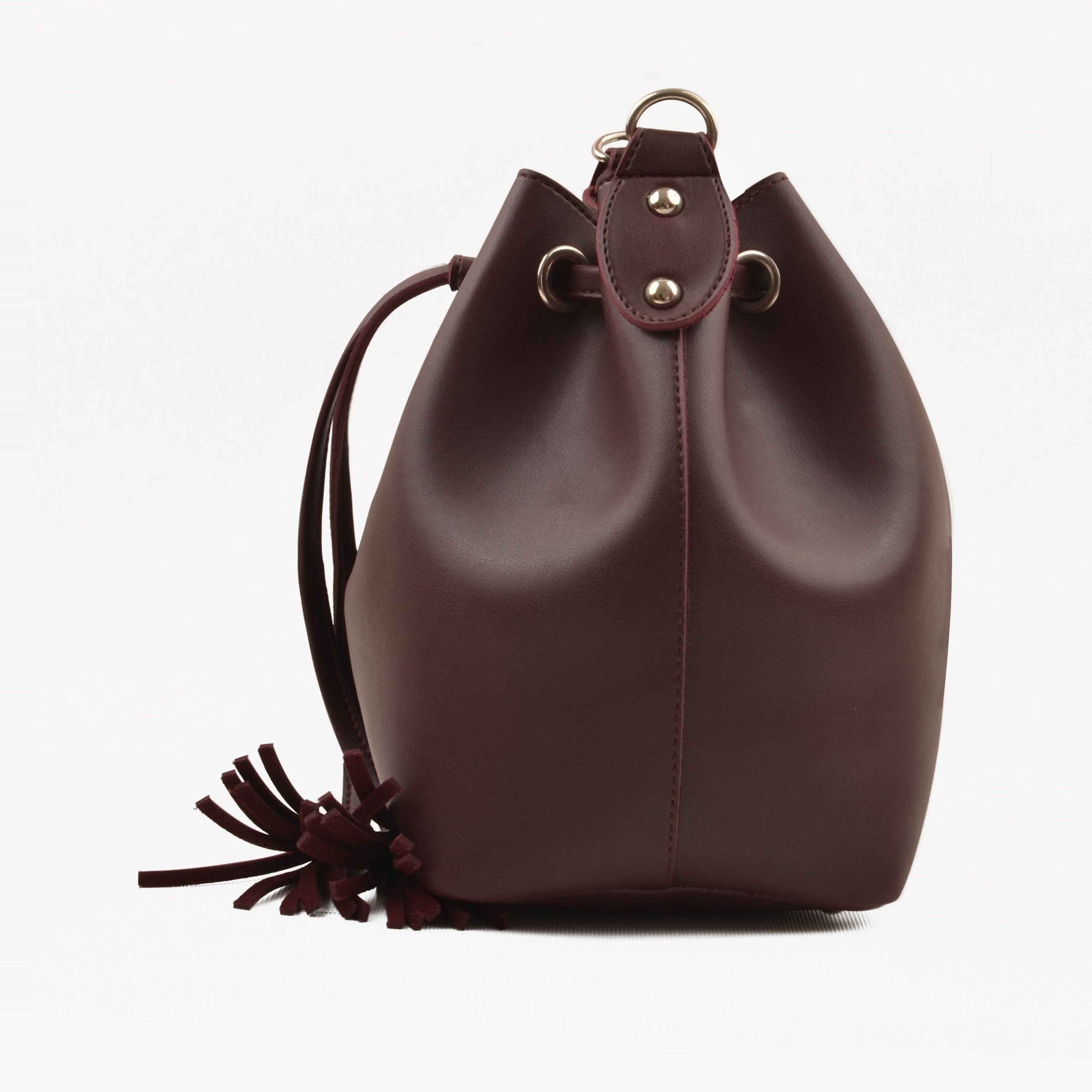 Burgundy bucket bag
