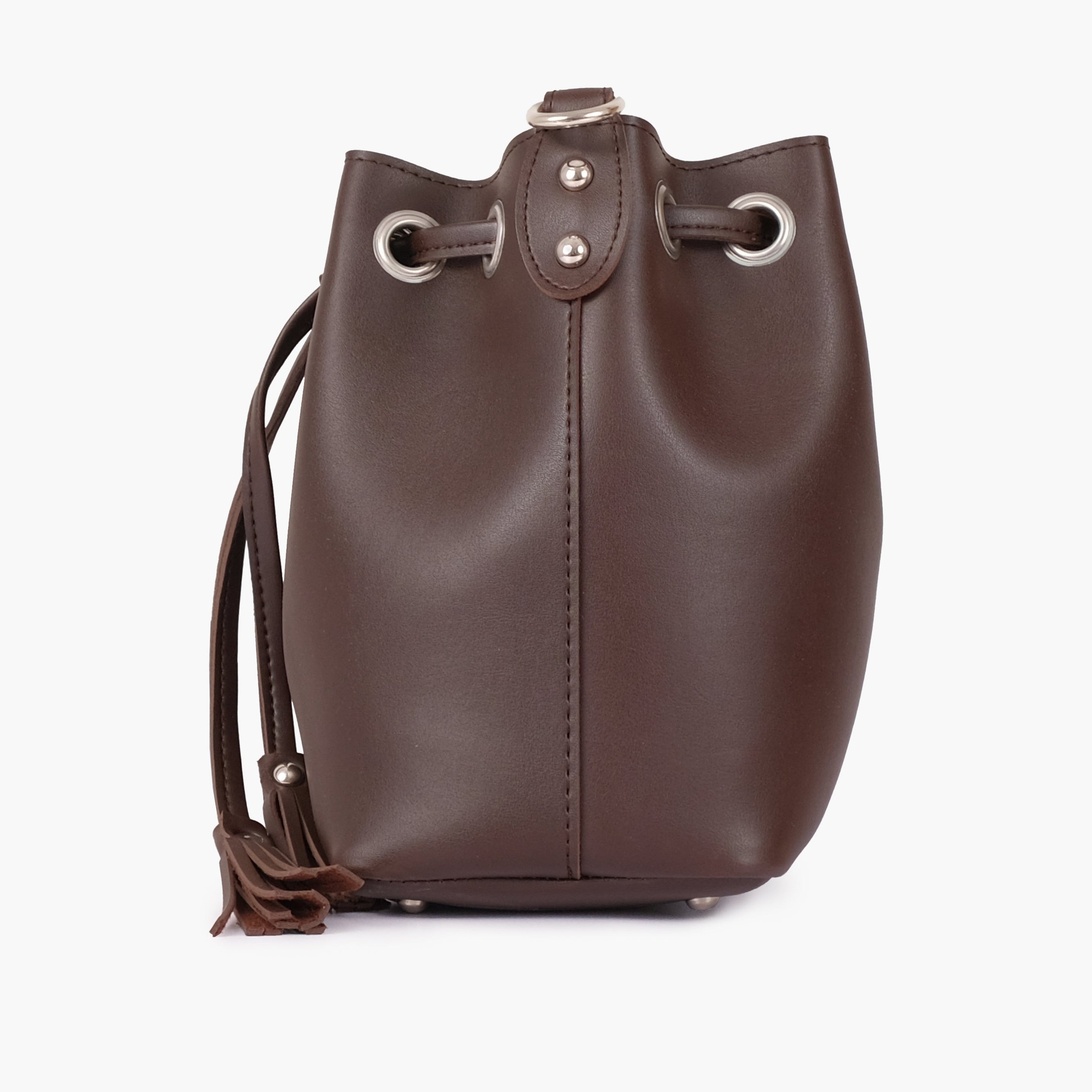 Dark brown bucket bag
