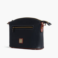 Black and rust dome cross-body bag