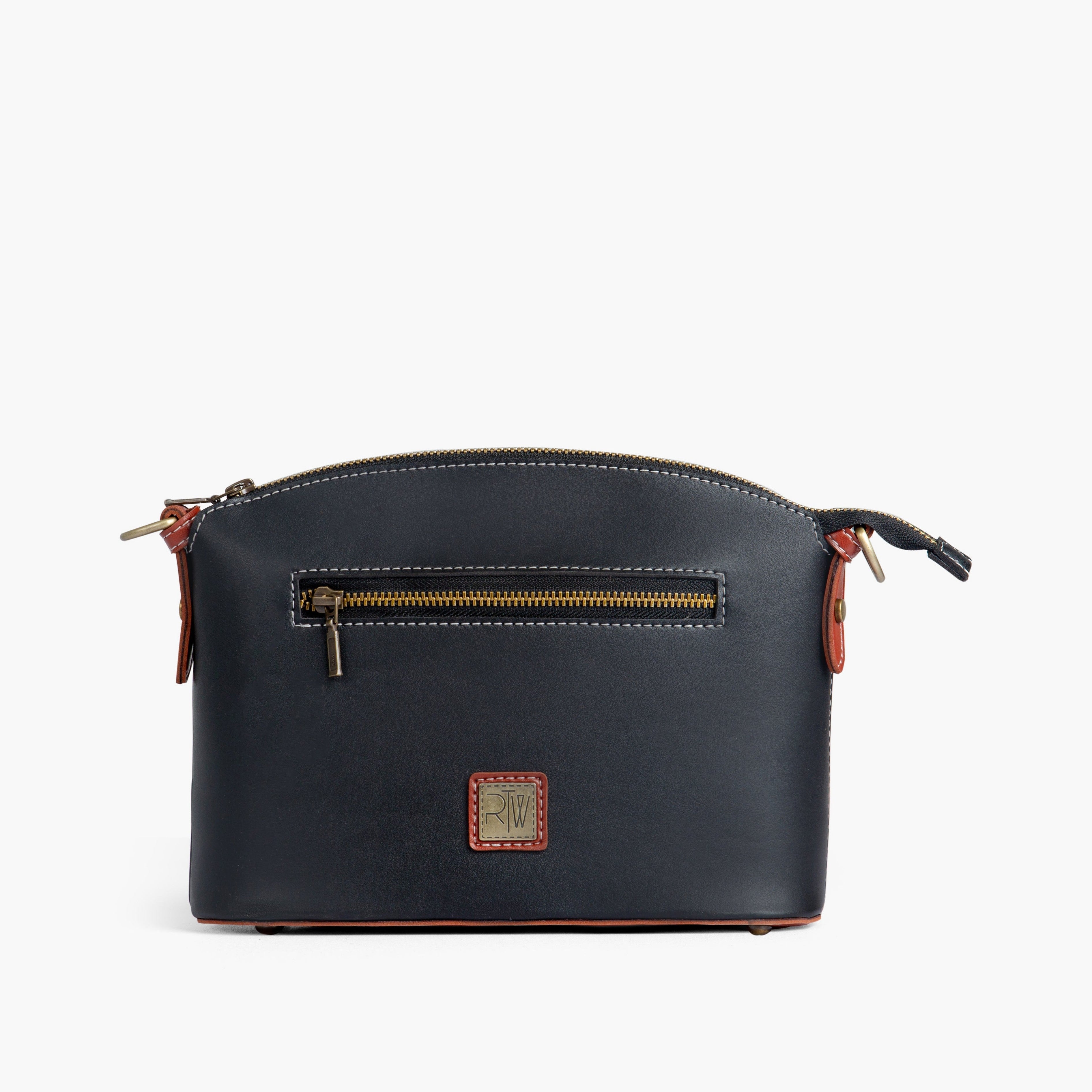 Black and rust dome cross-body bag