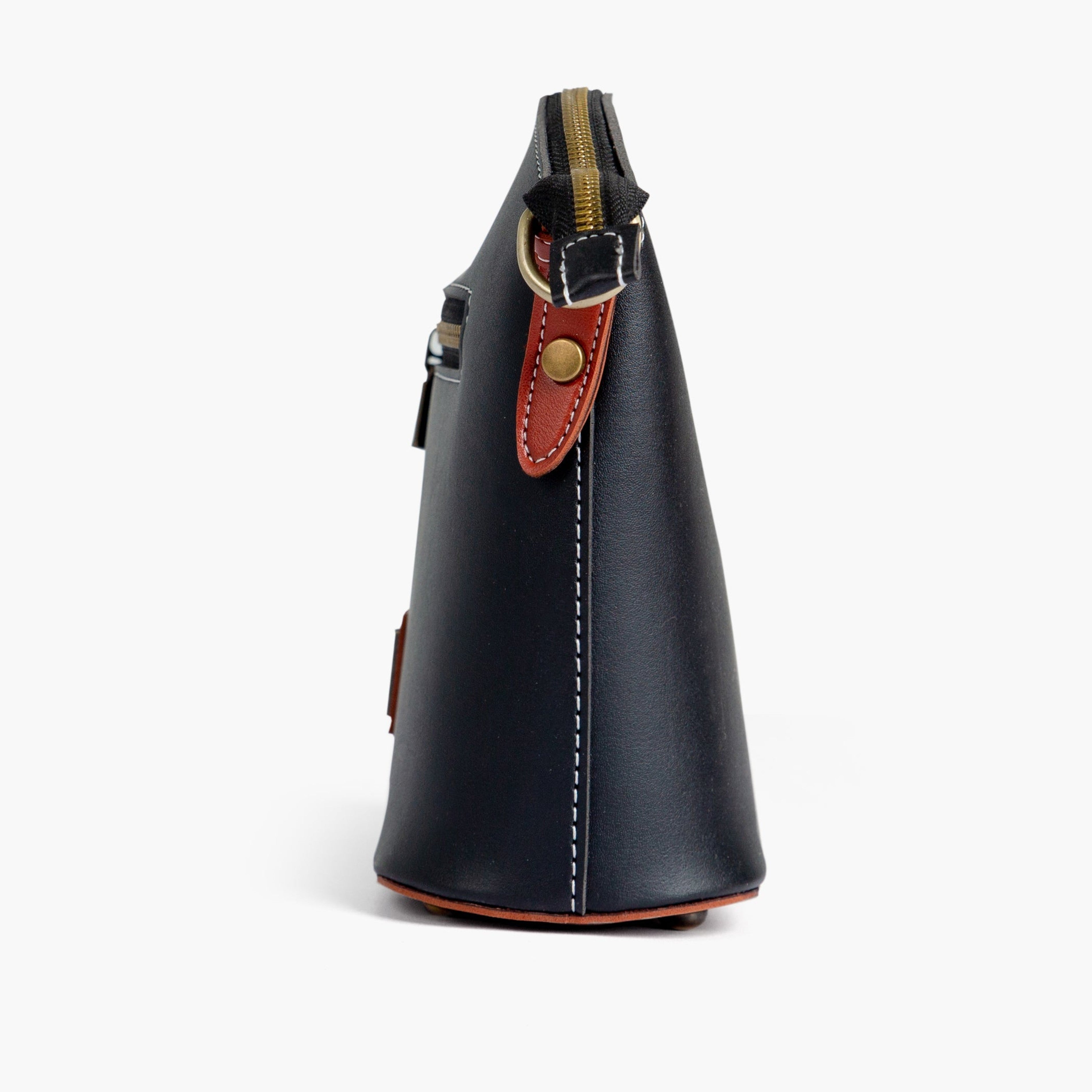 Black and rust dome cross-body bag