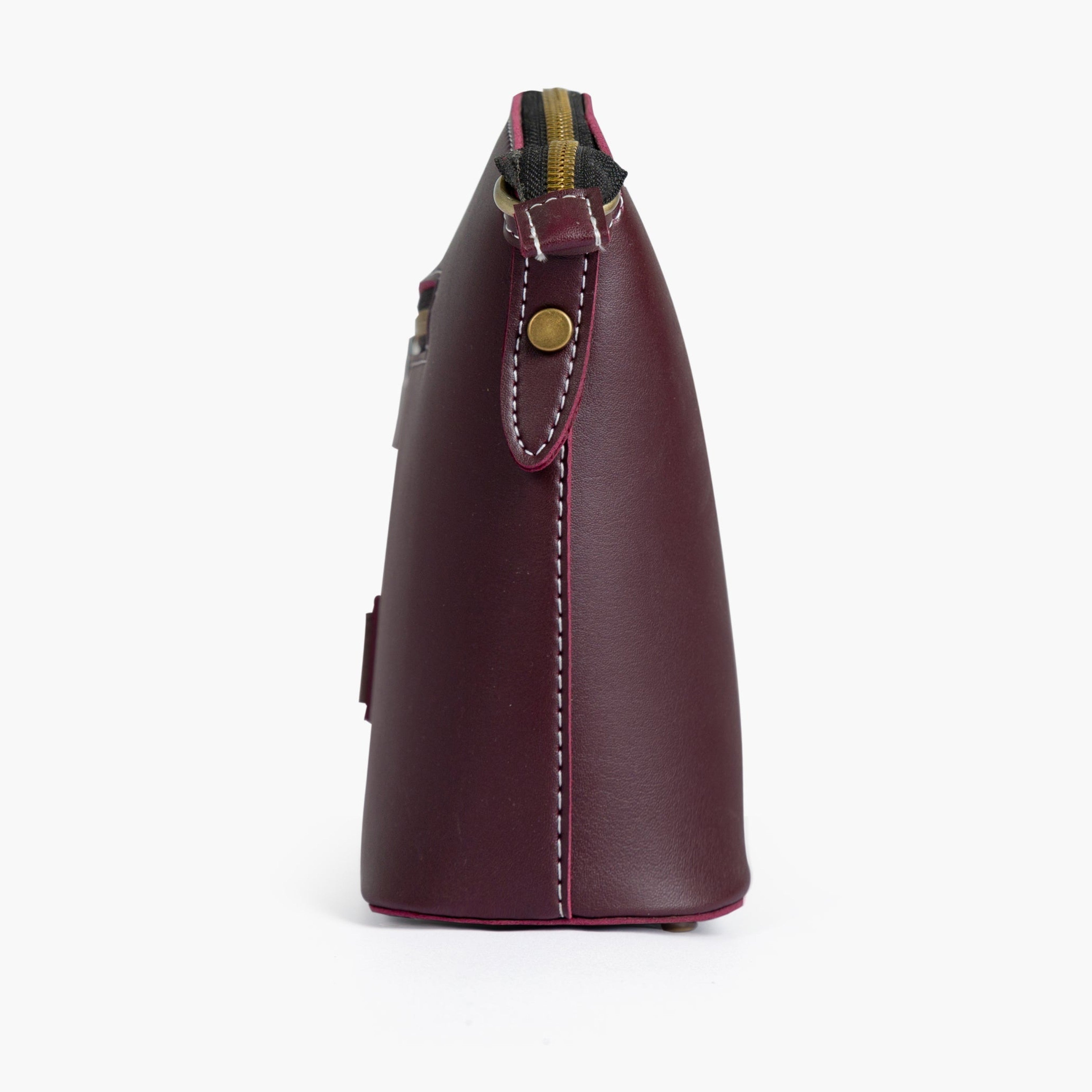 Burgundy dome cross-body bag
