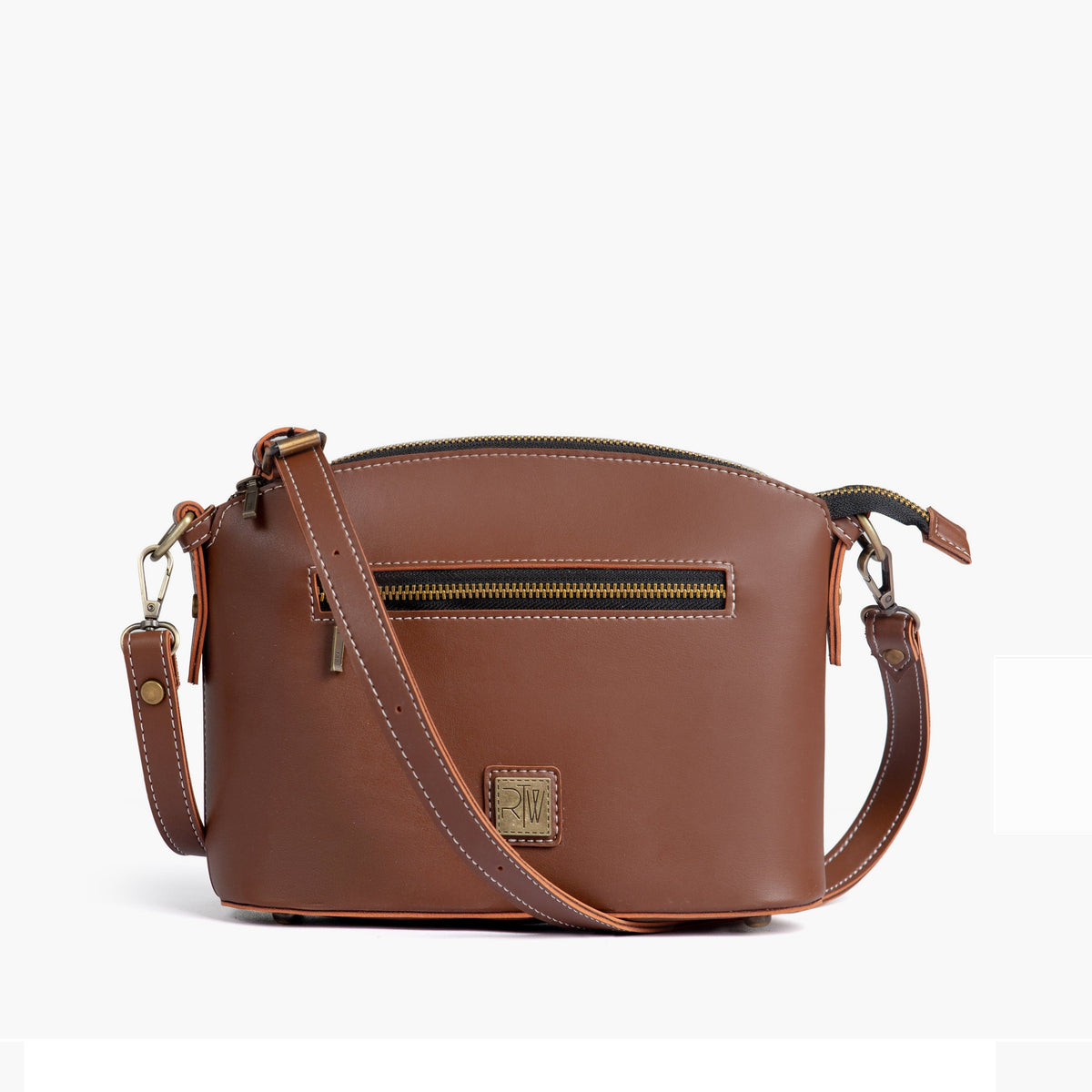 Brown dome cross-body bag