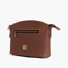 Brown dome cross-body bag