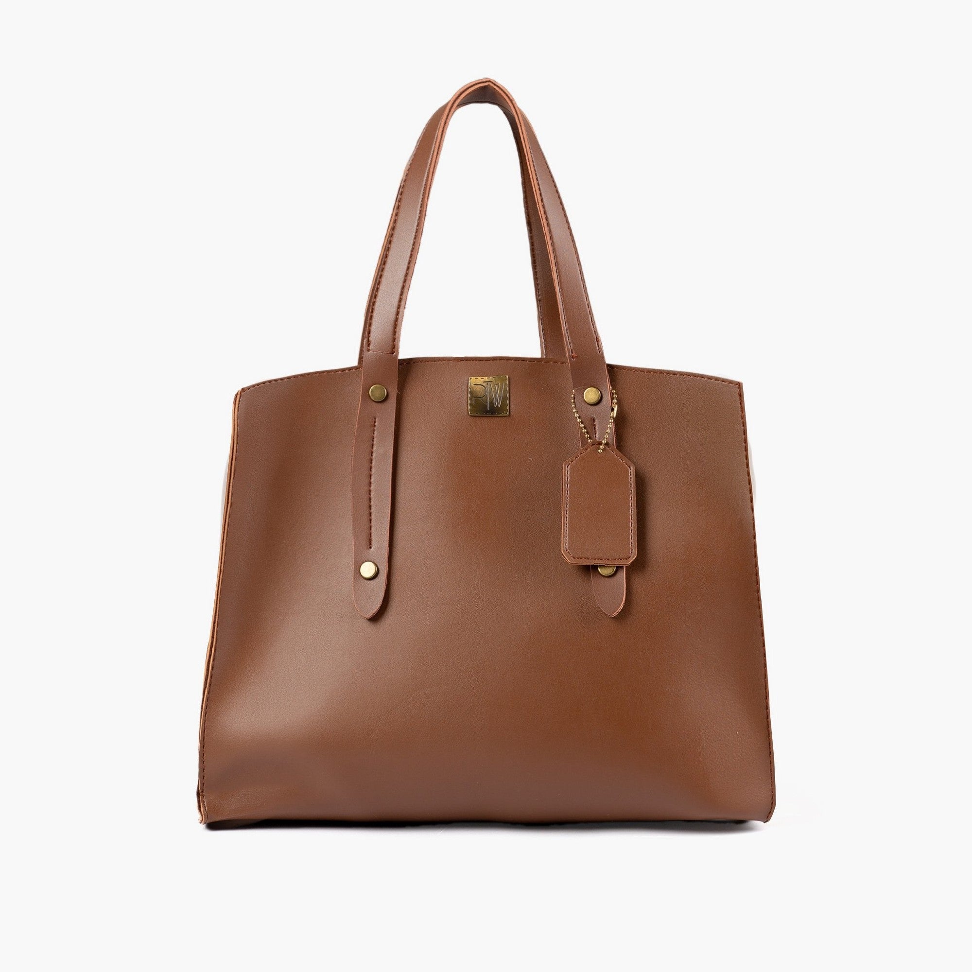 Brown multi compartment satchel bag