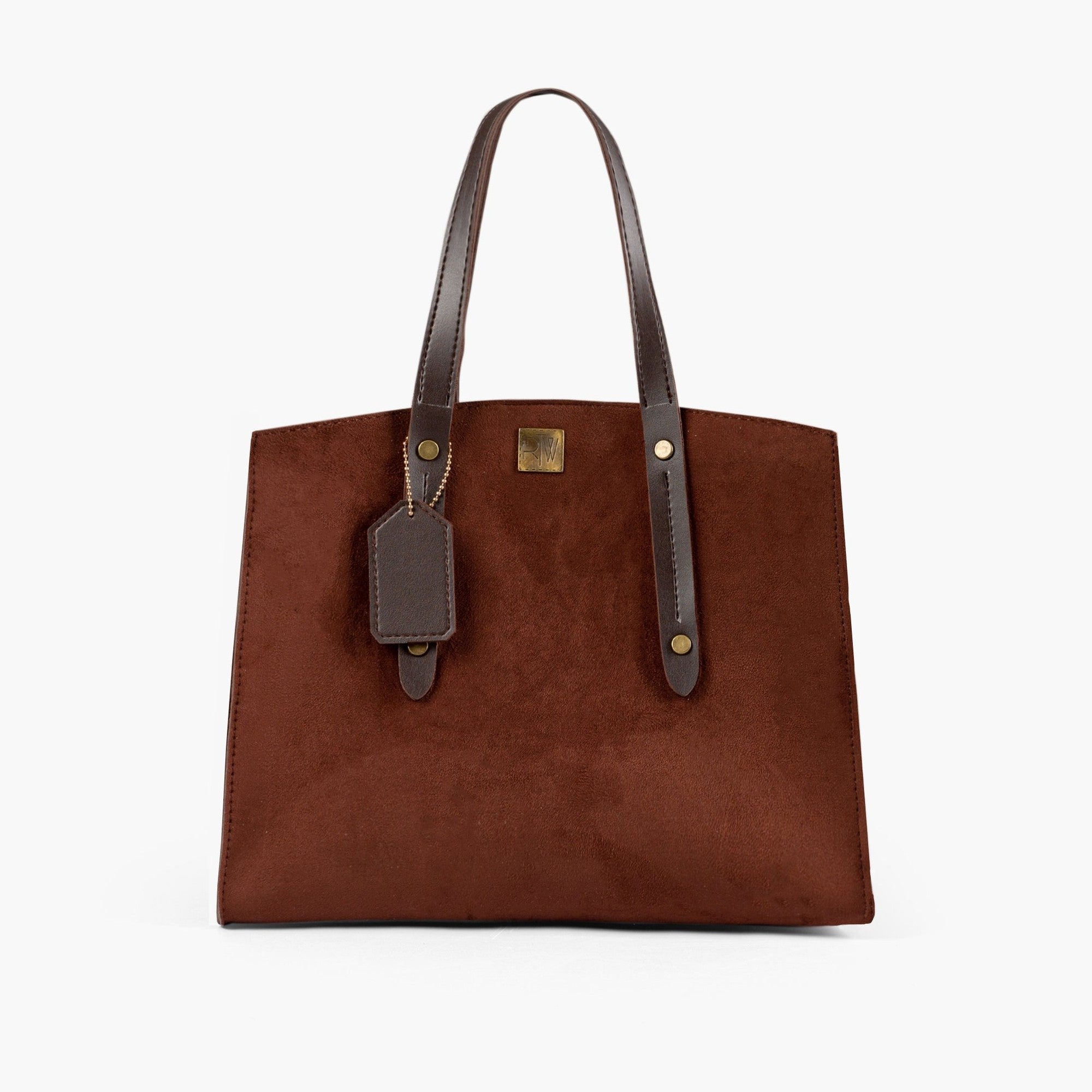 Dark brown suede multi compartment satchel bag
