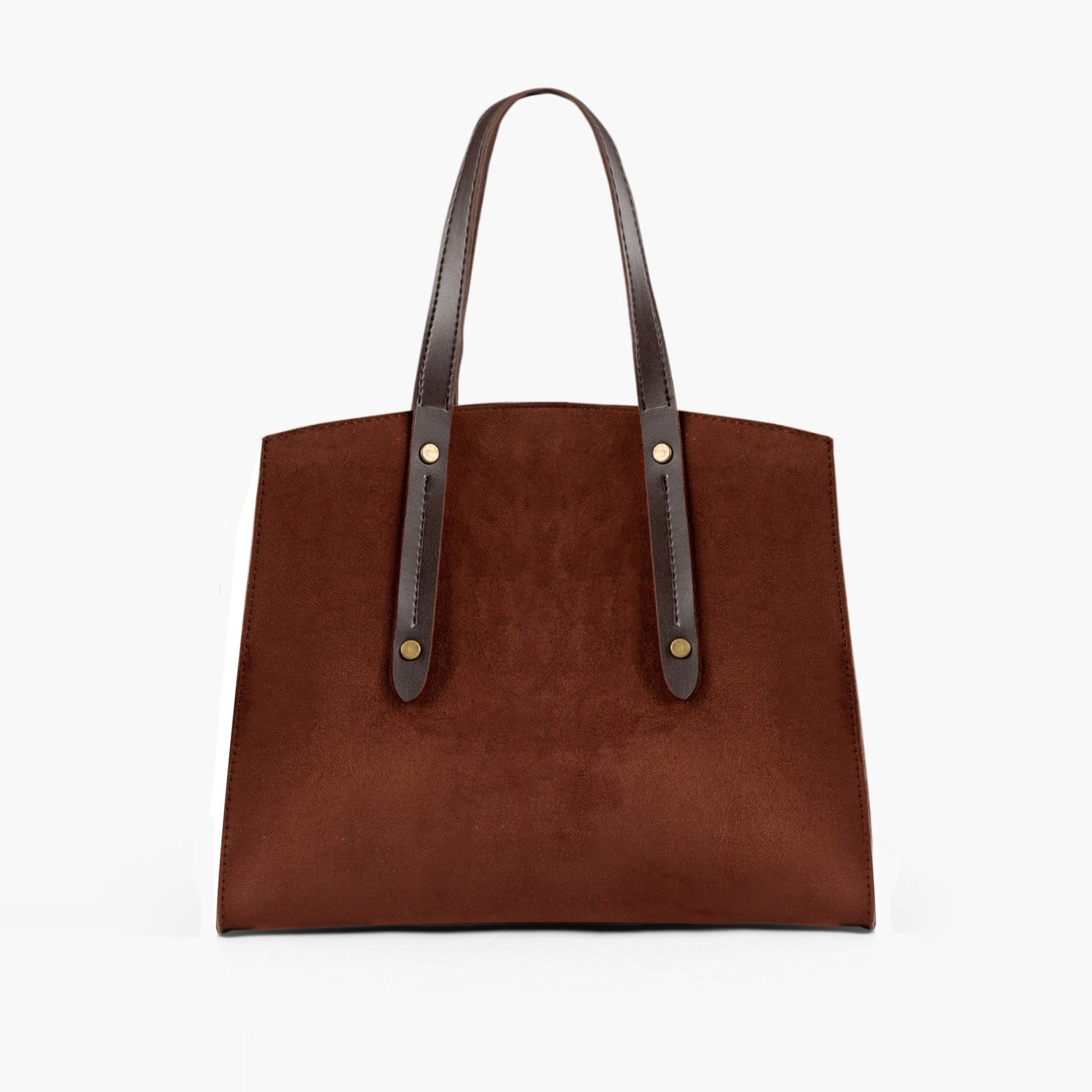Dark brown suede multi compartment satchel bag