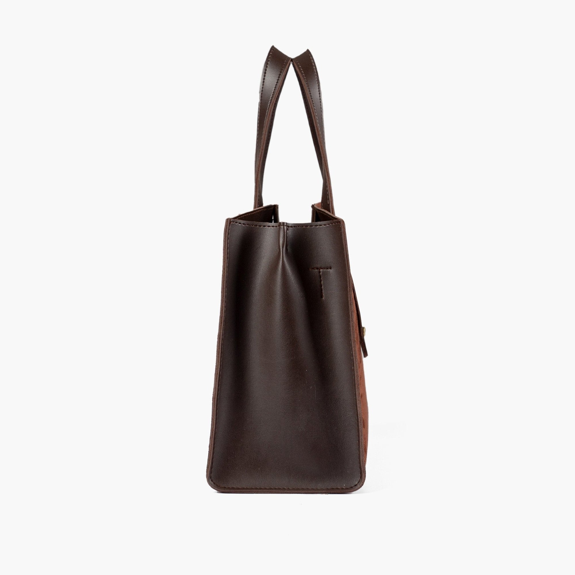 Dark brown suede multi compartment satchel bag