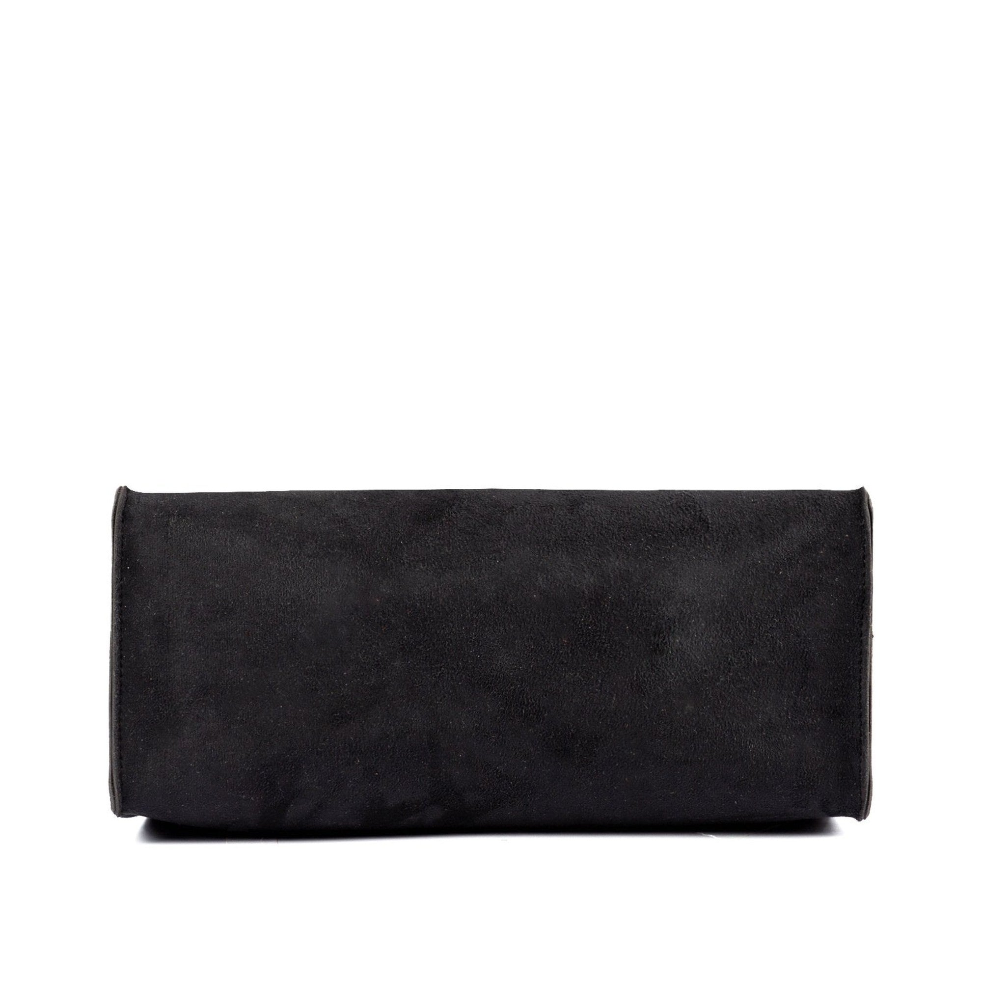 Black suede multi compartment satchel bag