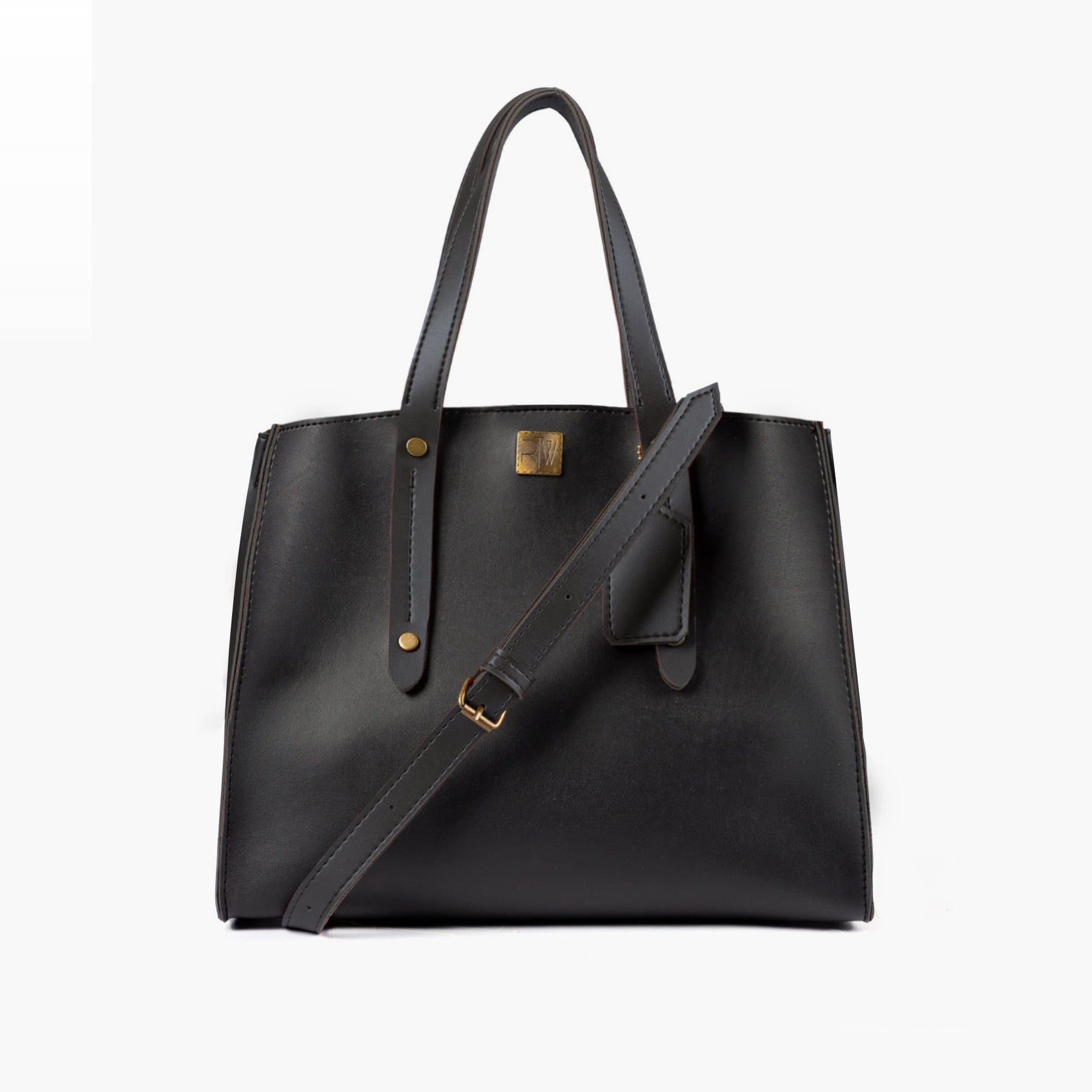 Black multi compartment satchel bag