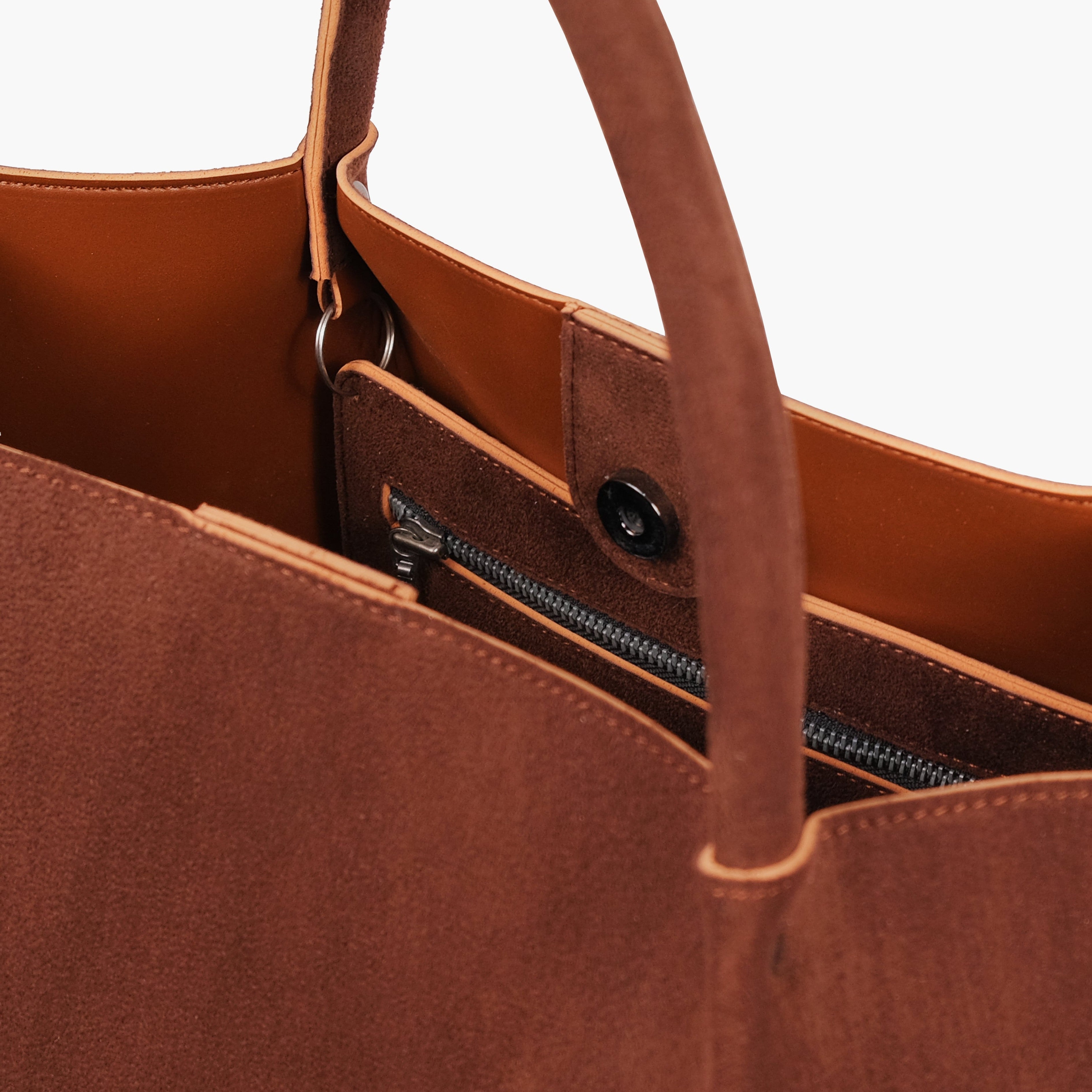 Horse brown suede tote bag