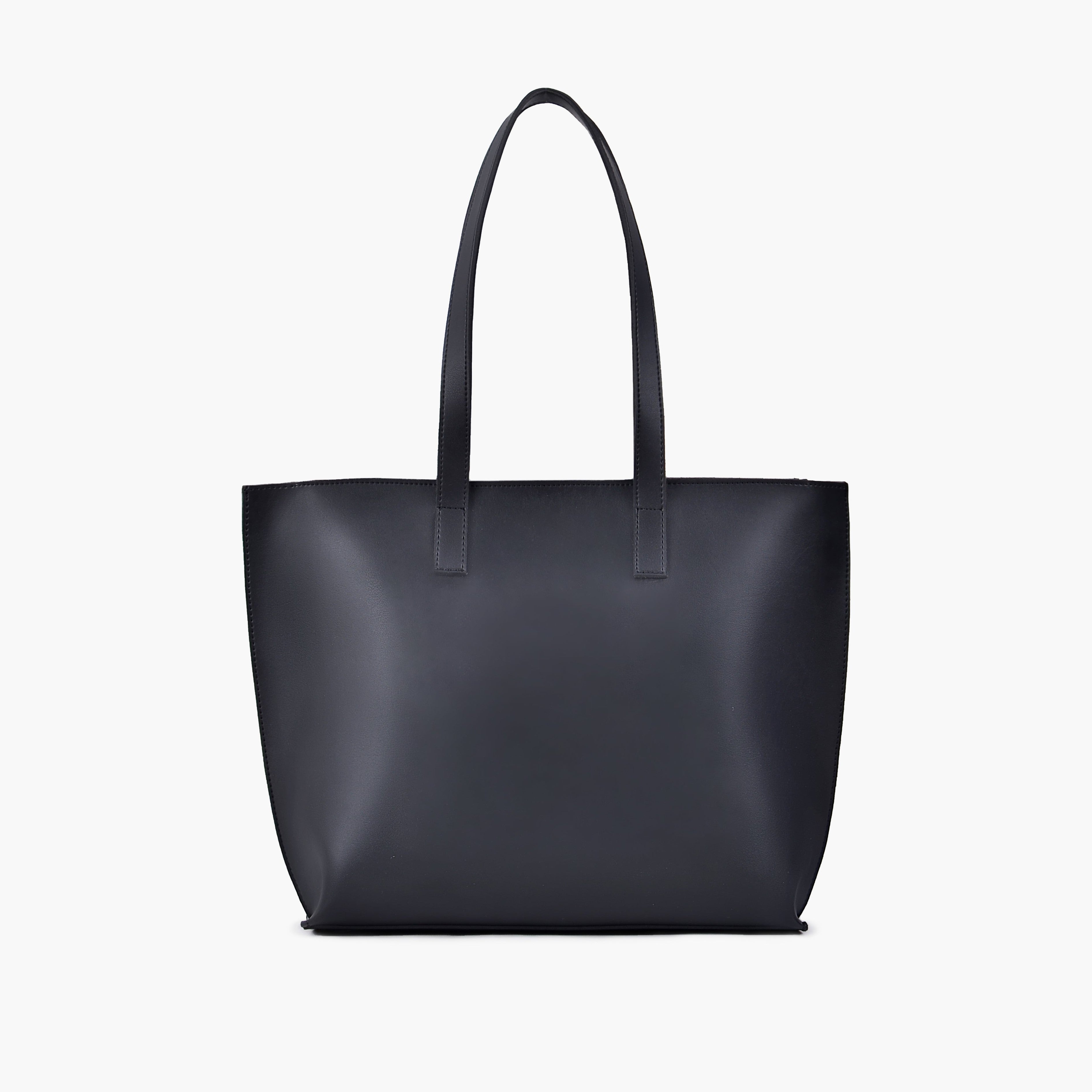 Black long handle tote bag