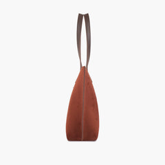 Dark brown suede long handle tote bag