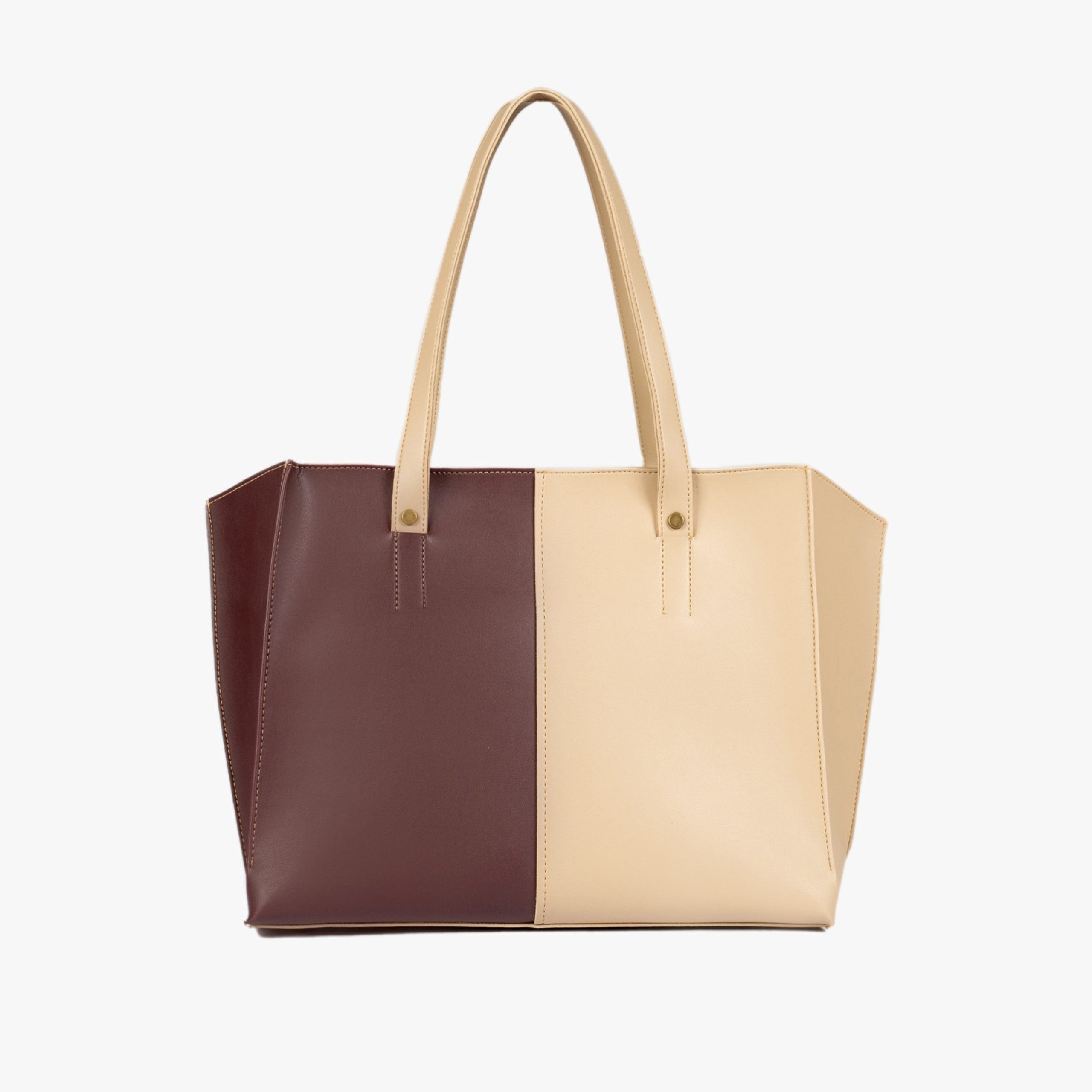 Off-white and burgundy over the shoulder tote bag