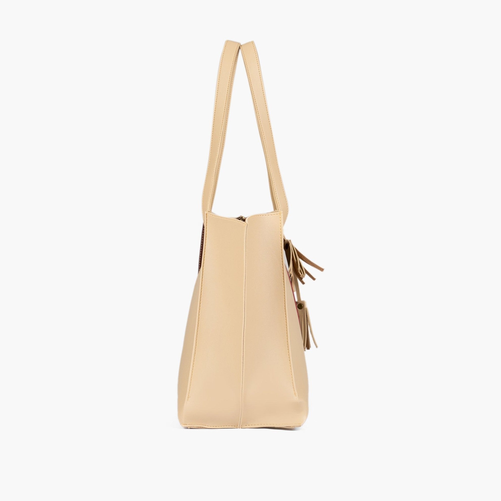 Off-white and burgundy over the shoulder tote bag