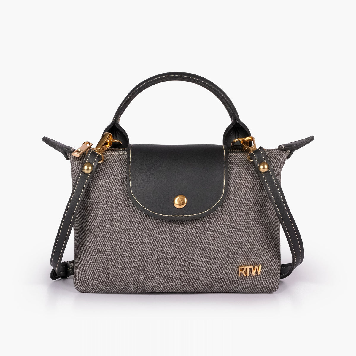 Black denim mini cross-body bag