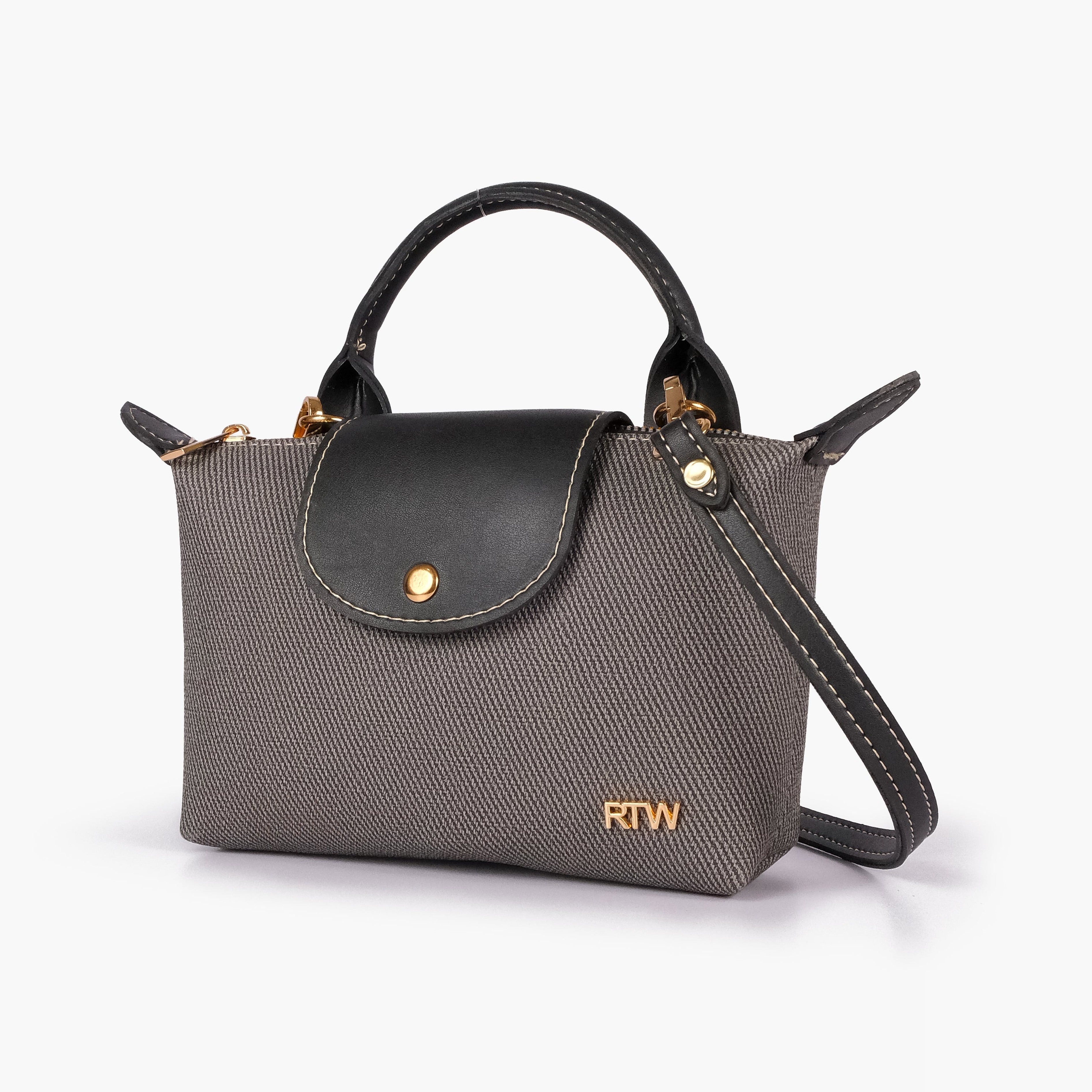 Black denim mini cross-body bag