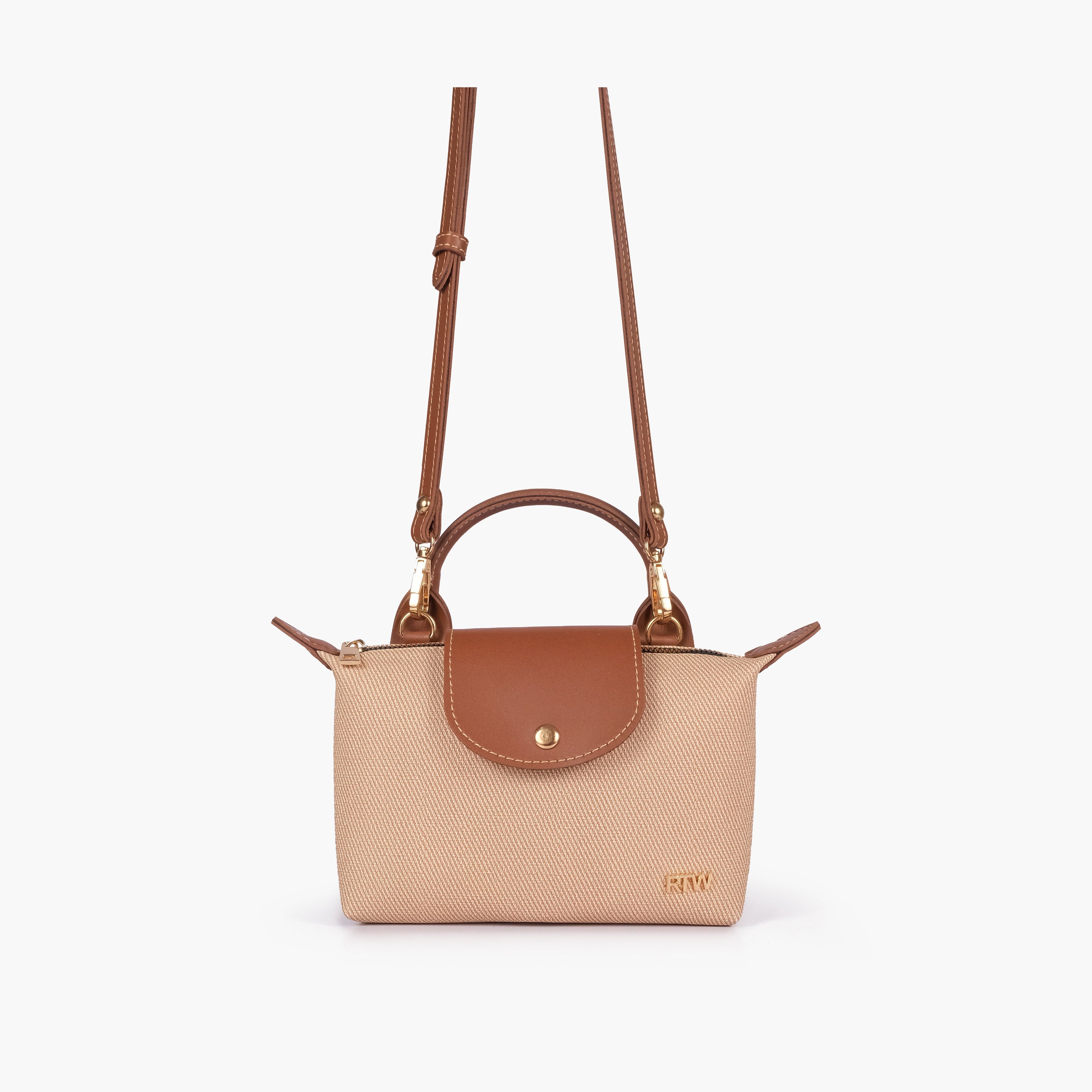 Brown denim mini cross-body bag