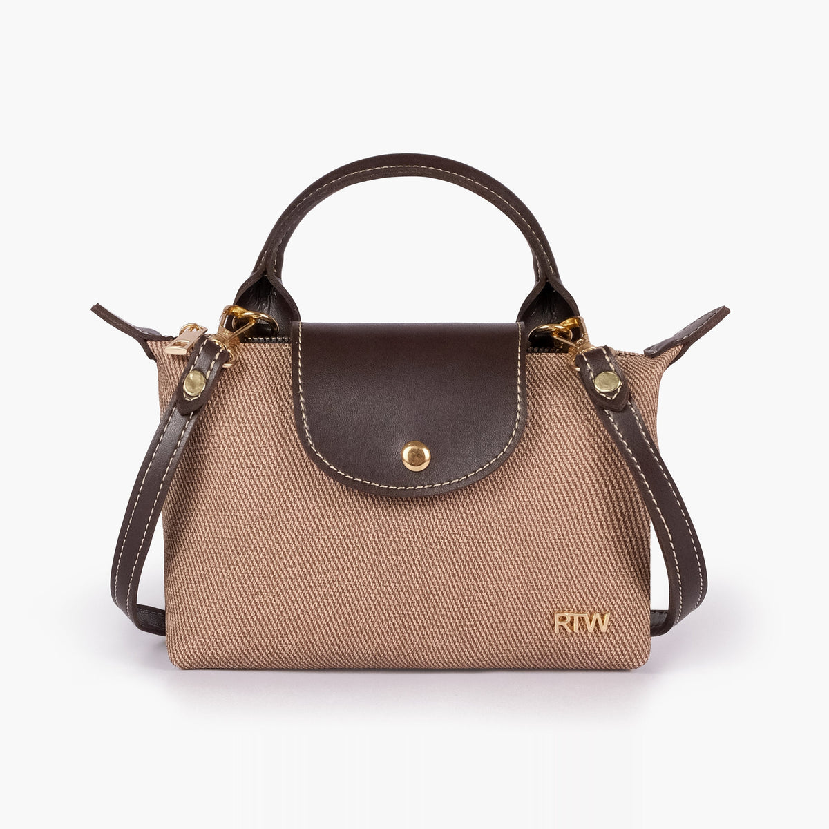 Dark brown denim mini cross-body bag