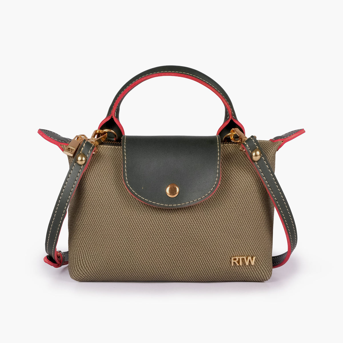 Green denim mini cross-body bag